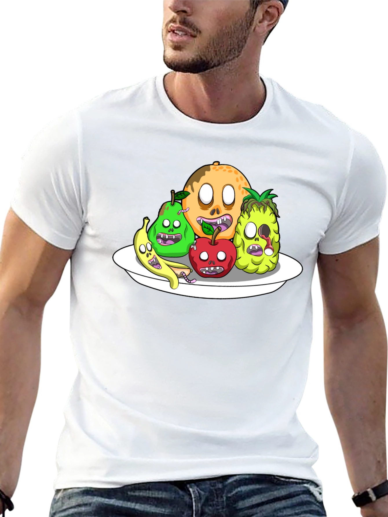 Zombie Fruit Platter Graphic Tee - Black Cotton