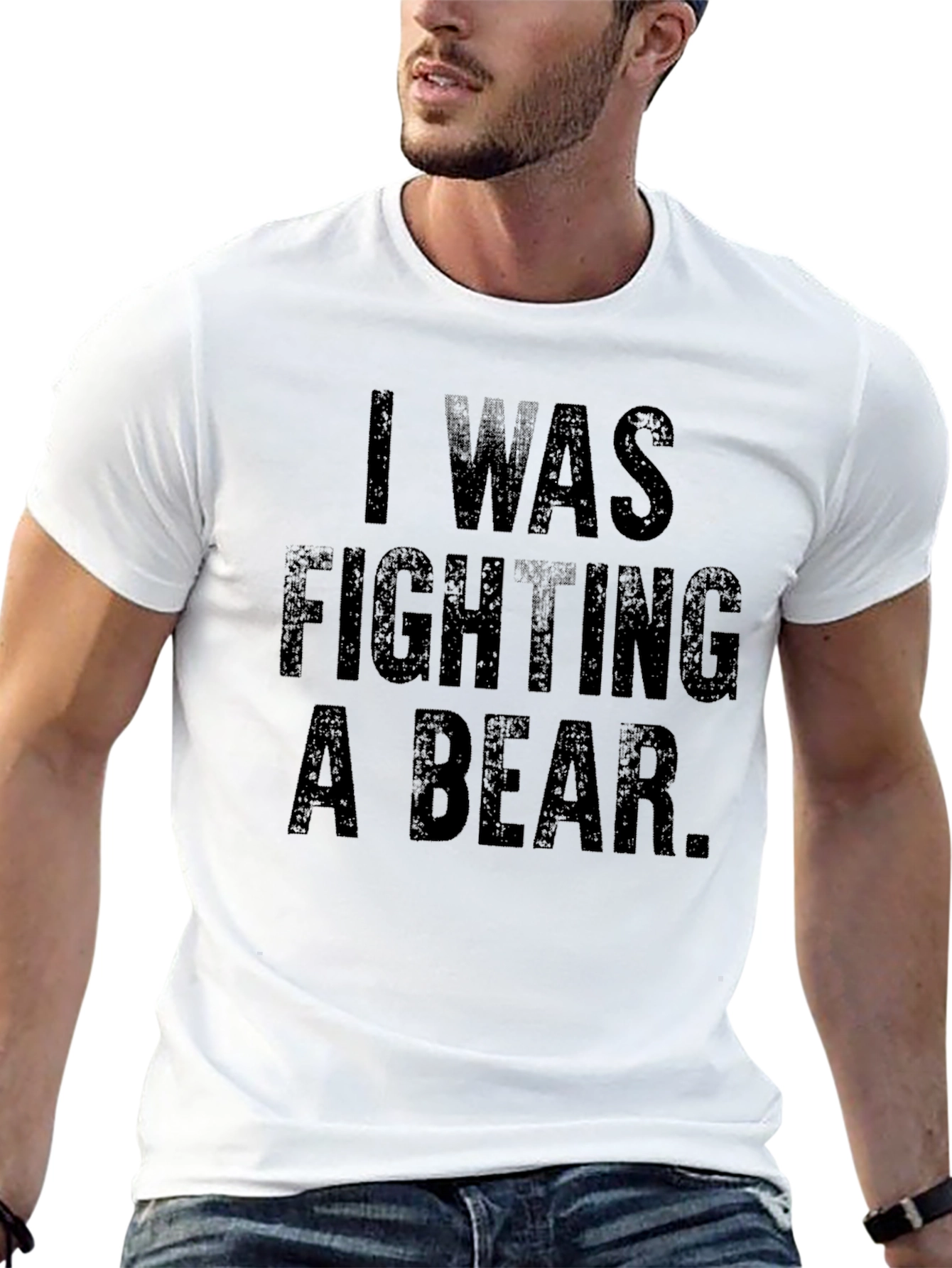 I Was Fighting A Bear Funny Graphic Tee