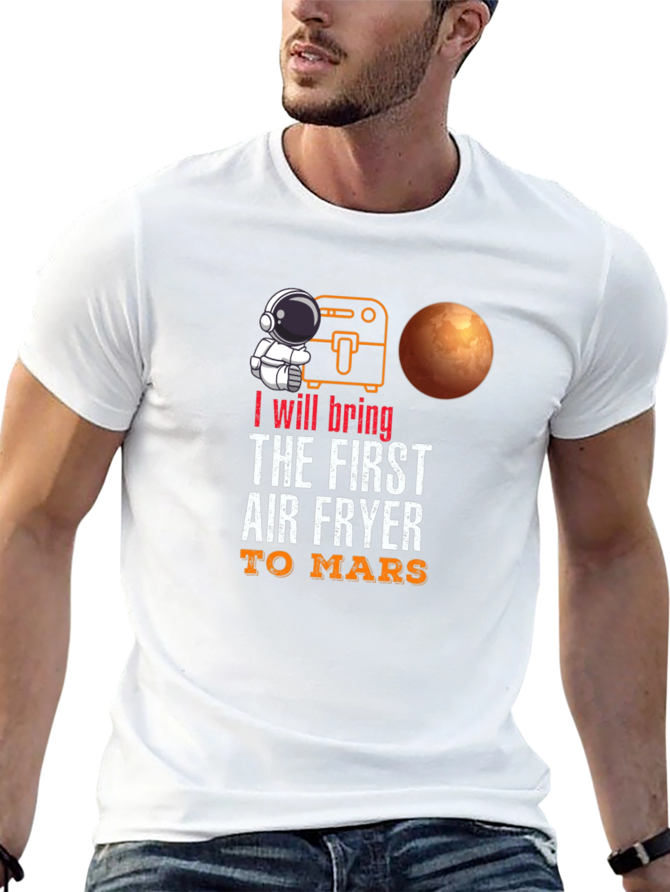 First Air Fryer to Mars Black T-Shirt