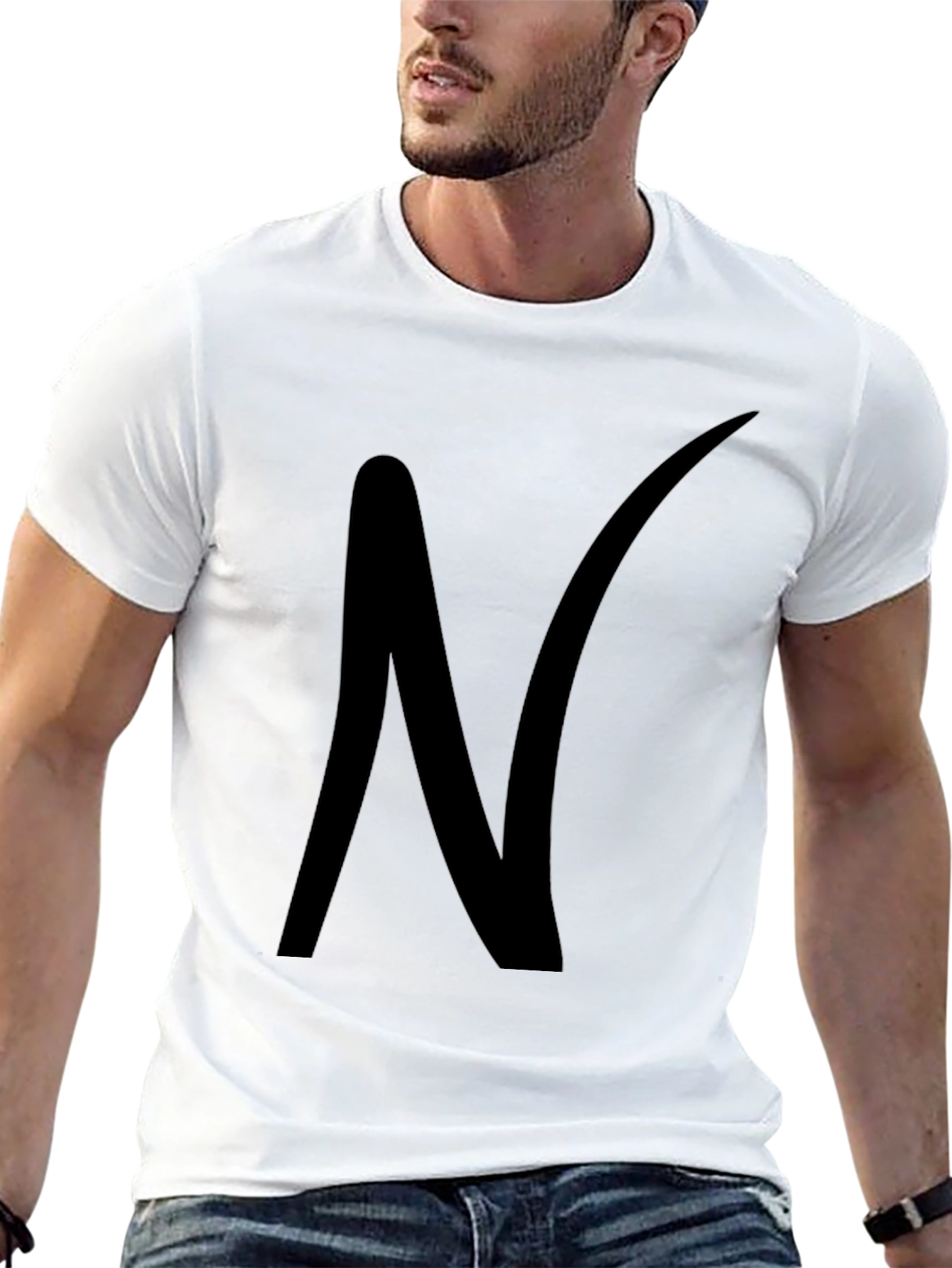 Black T-Shirt with N Design - Casual Wear