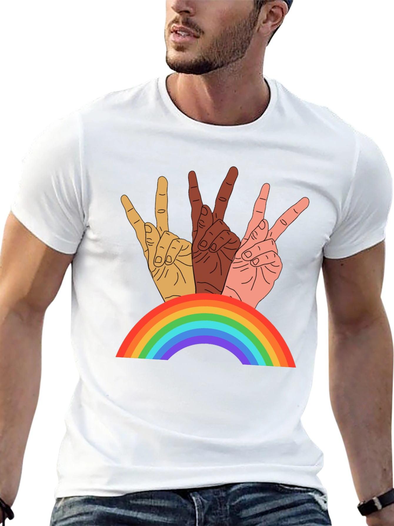 Diversity Peace Sign Rainbow T-Shirt