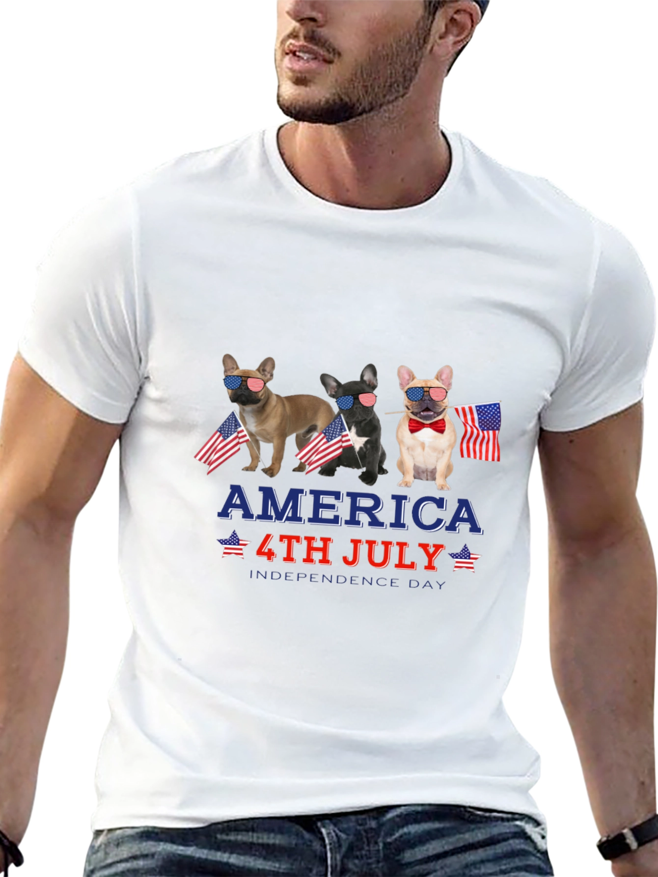 Patriotic Bulldog 4th of July Graphic Tee