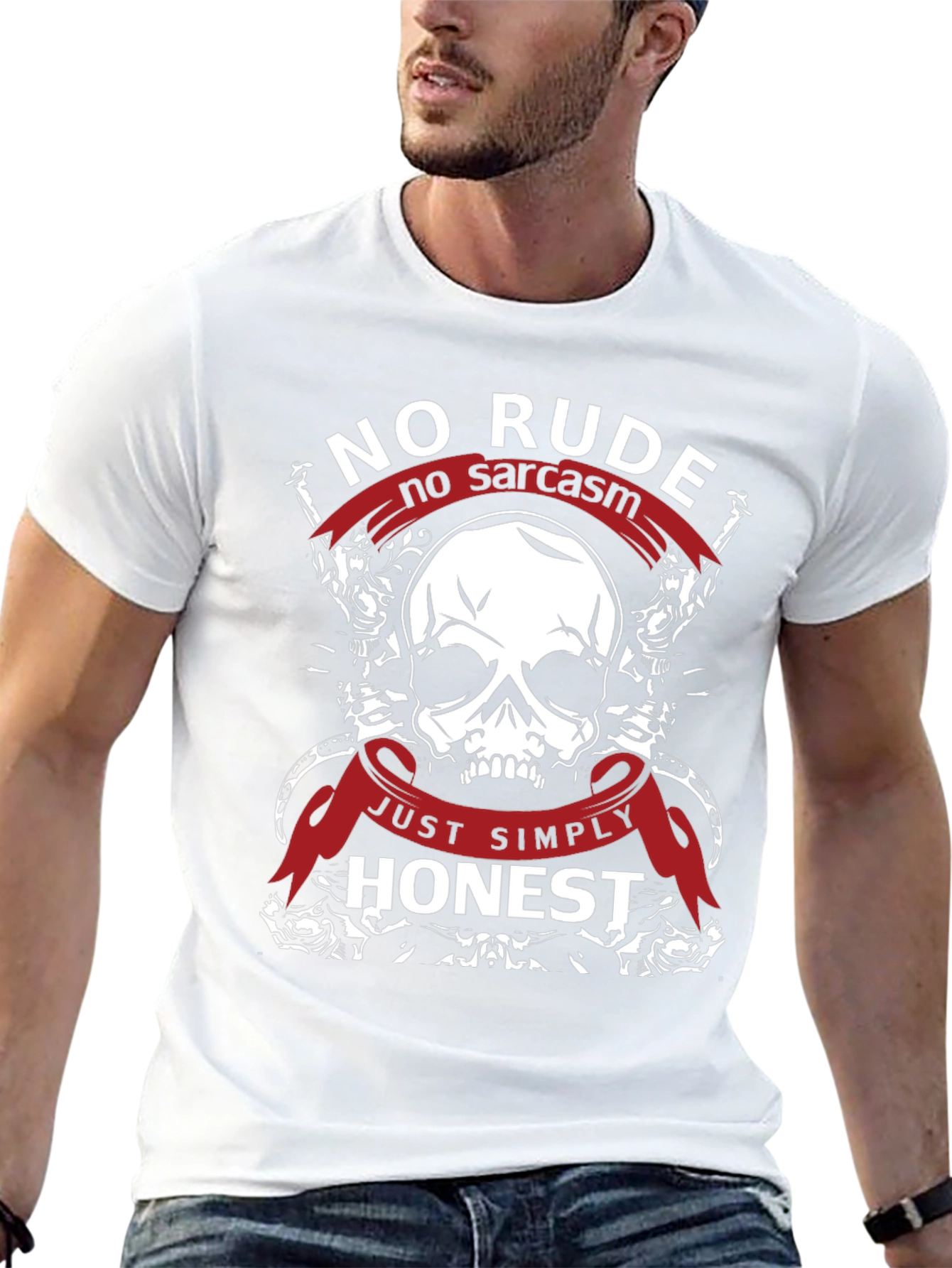 No Rude No Sarcasm Honest Skull Graphic T-Shirt