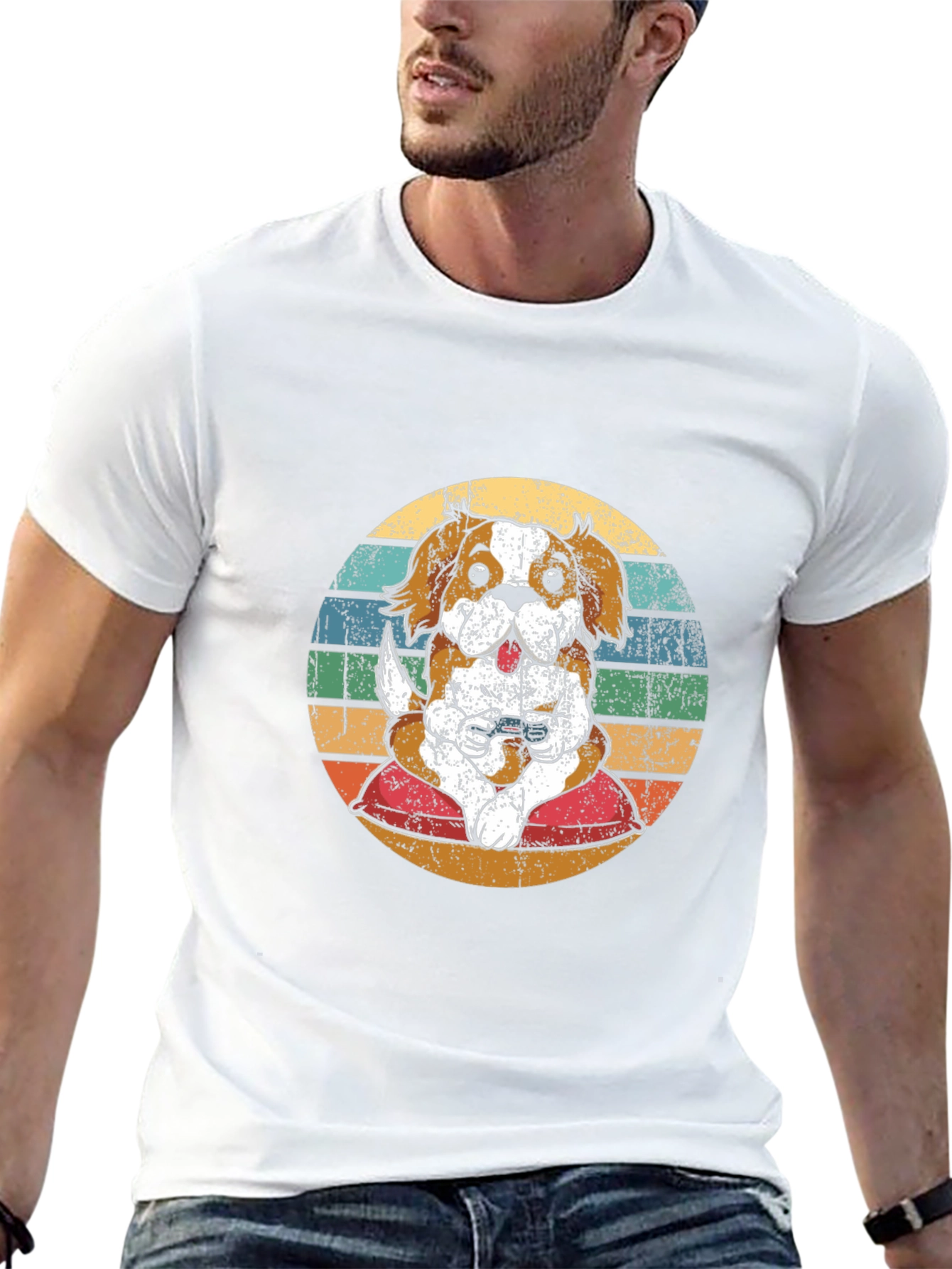 Gamer Dog Retro T-Shirt