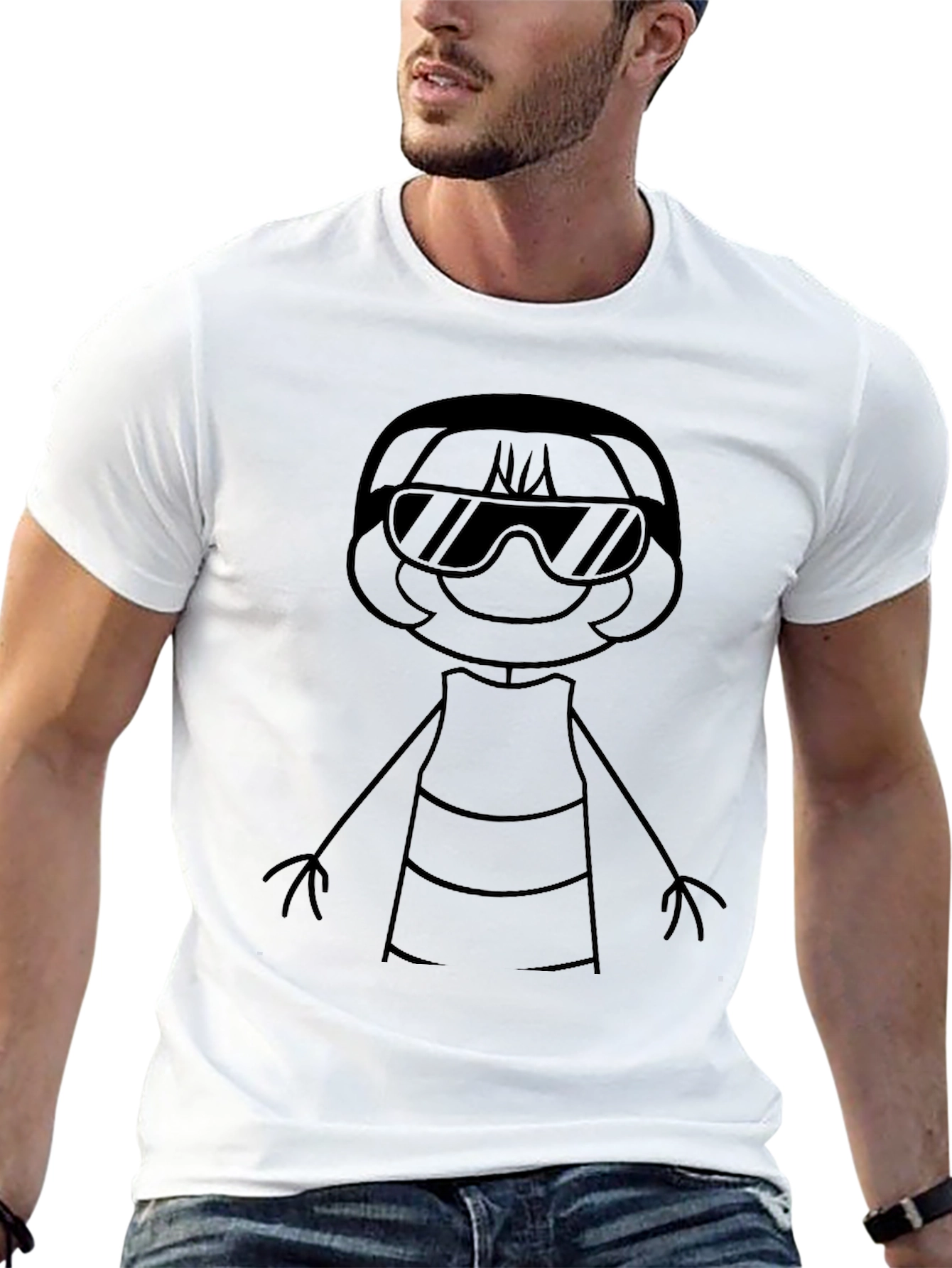 Cool Cartoon Character Black Graphic Tee