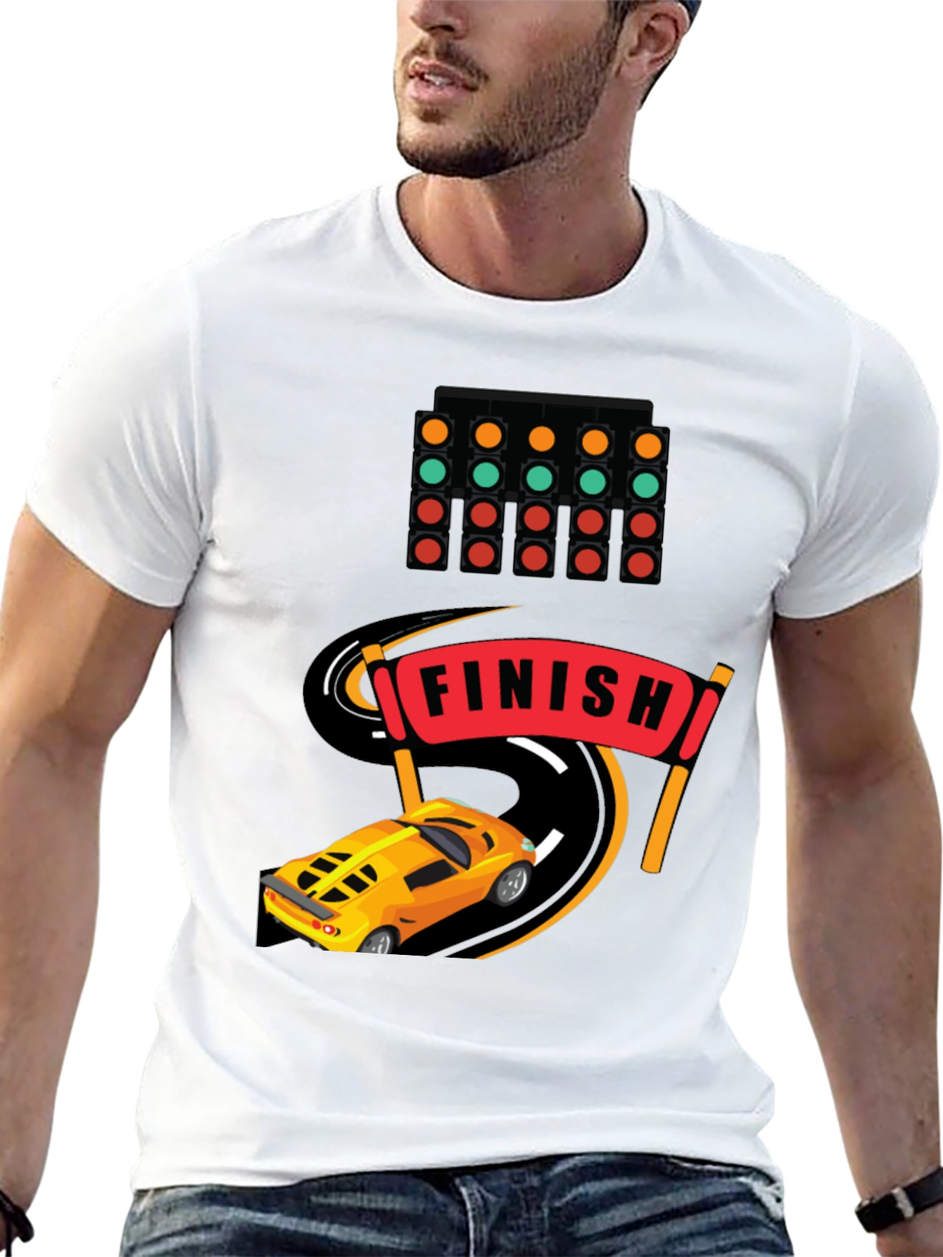 Race Car Finish Line Graphic T-Shirt