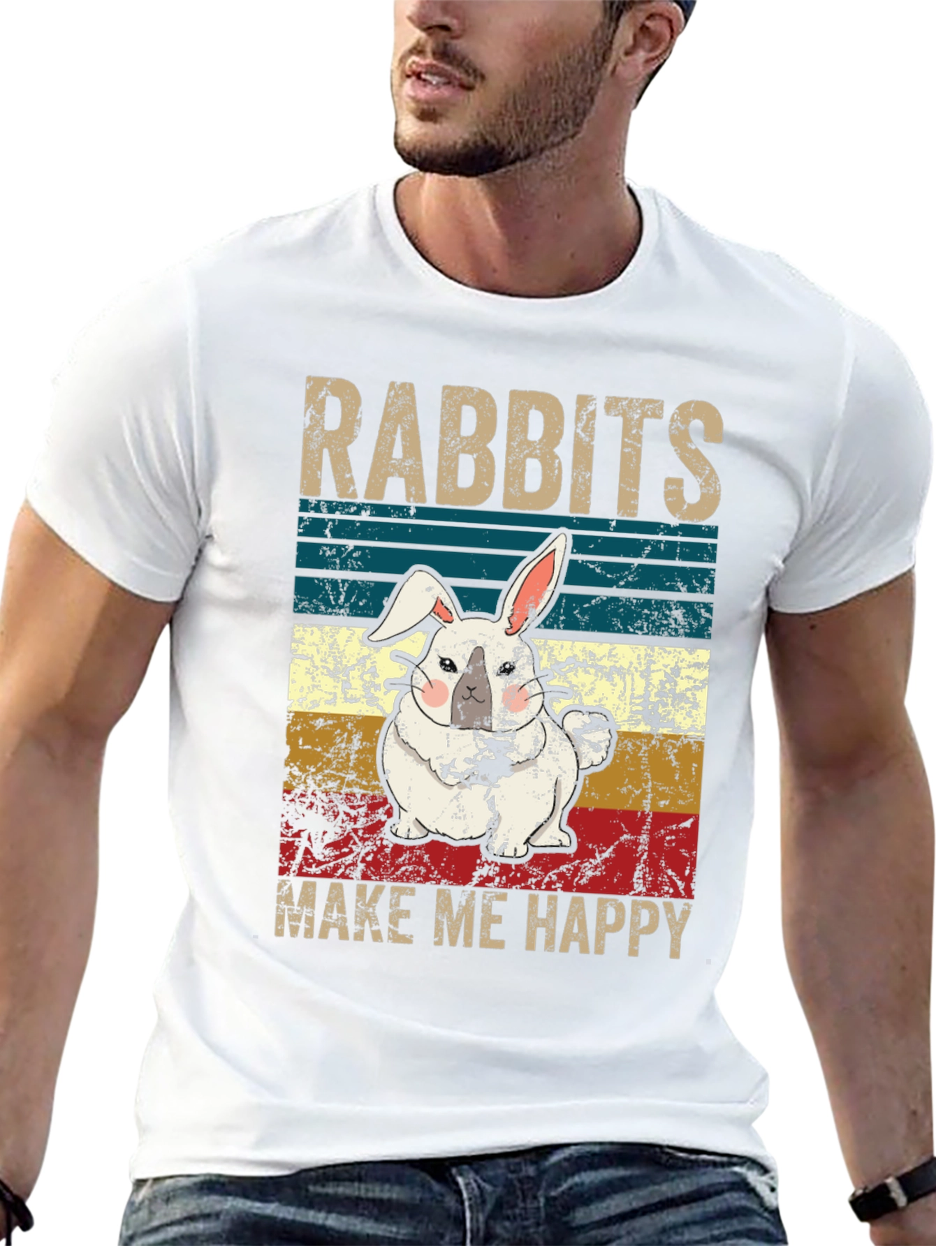 Rabbits Make Me Happy T-Shirt Cute Bunny Tee