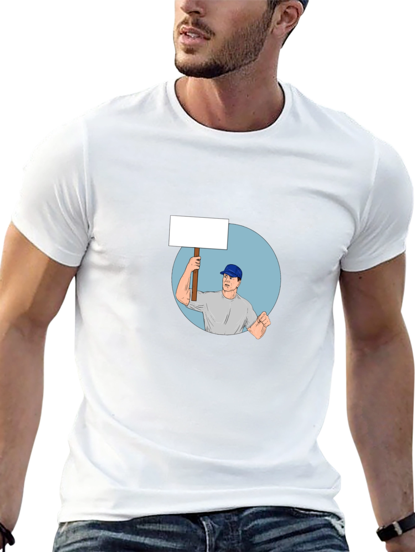 Black T-Shirt with Protest Graphic