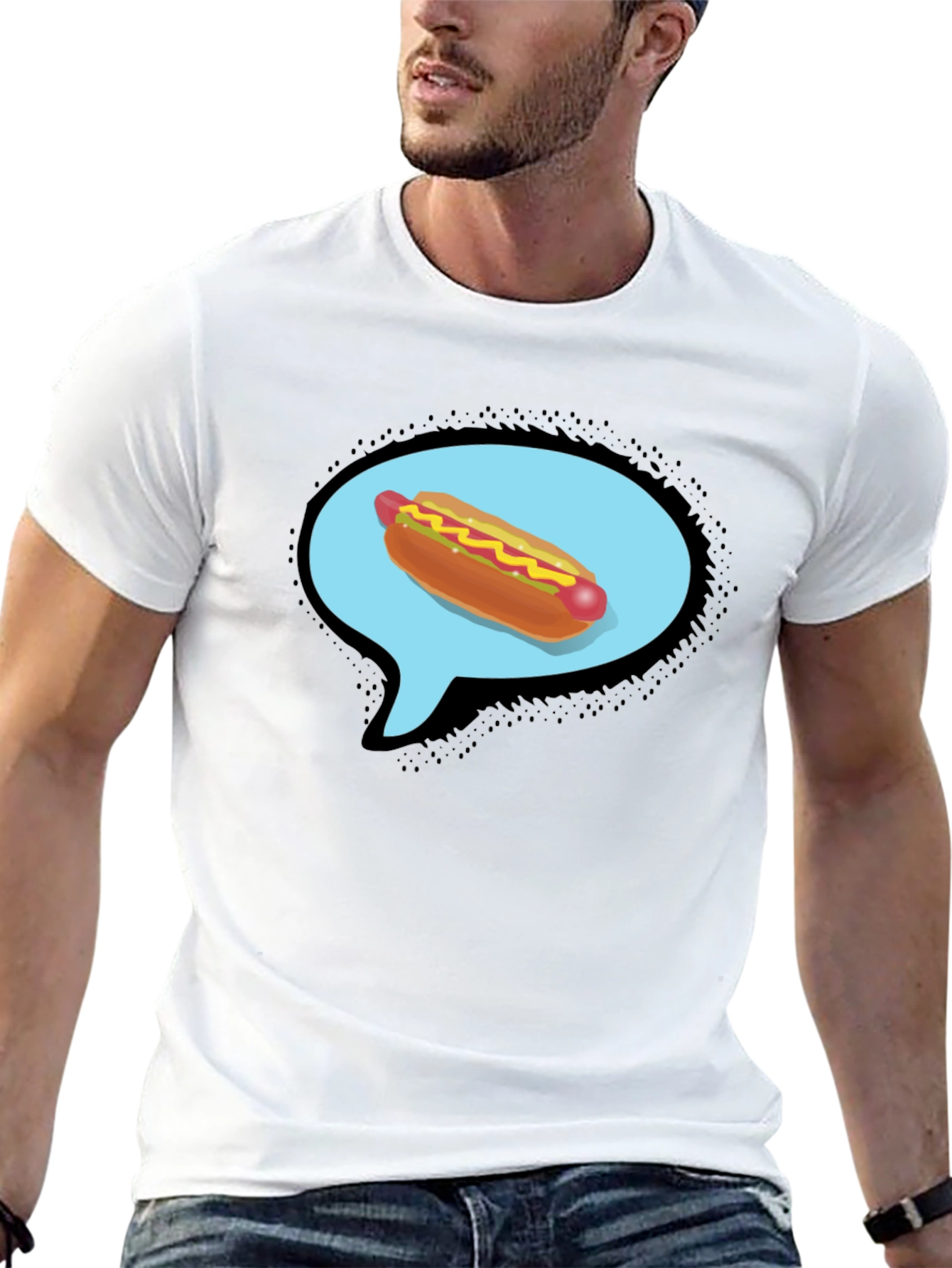 Hot Dog Thought Bubble Black T-Shirt