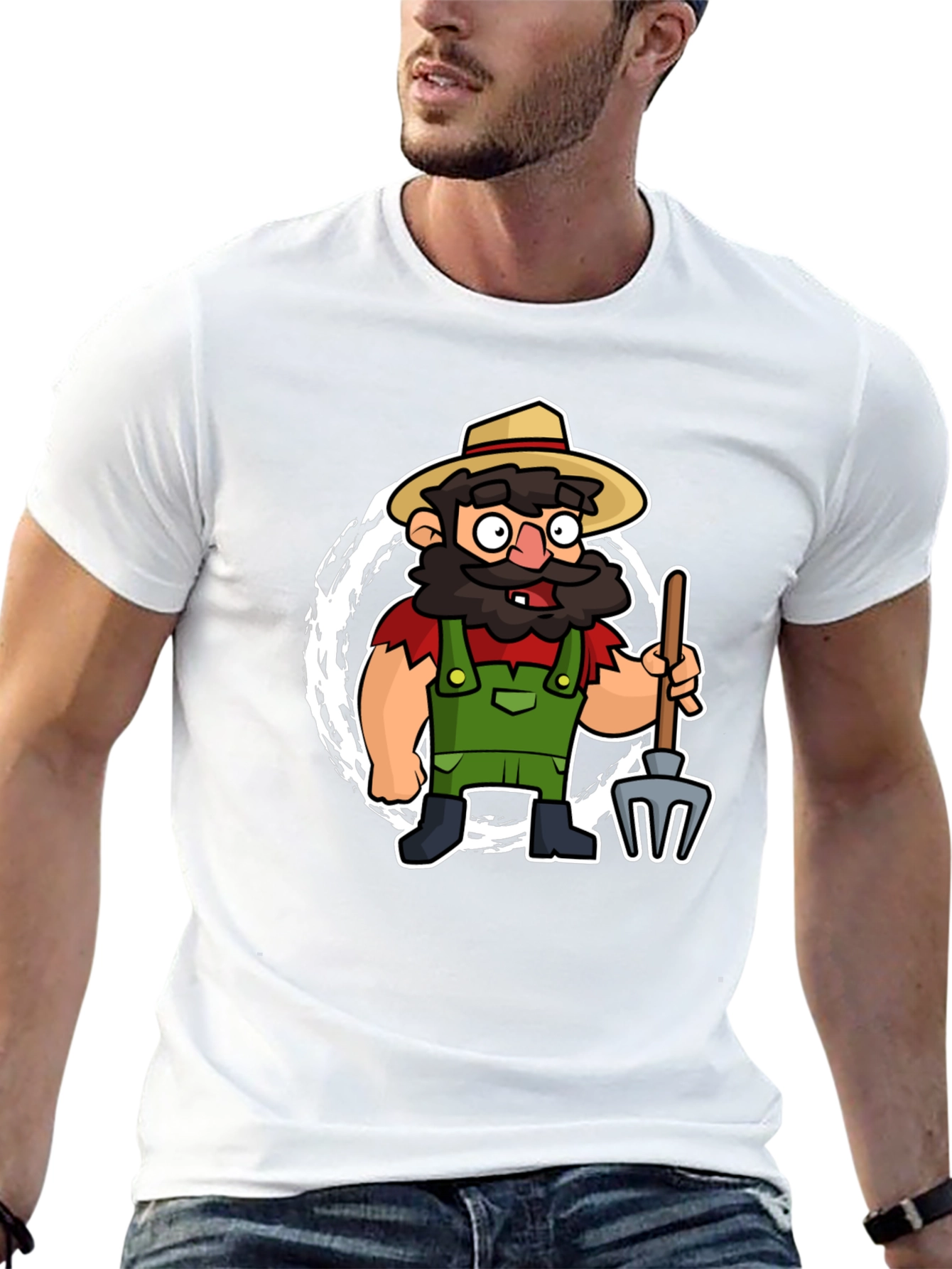 Cartoon Farmer Graphic Tee - Quirky & Fun