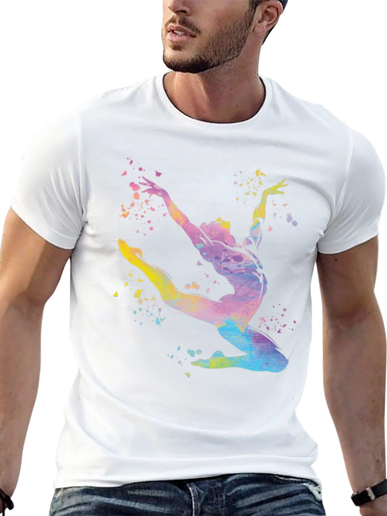 Watercolor Gymnast Black T-Shirt