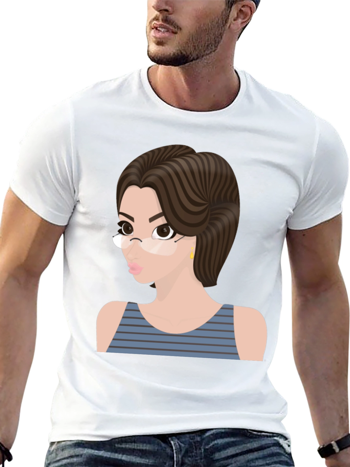 Cartoon Woman Graphic T-Shirt