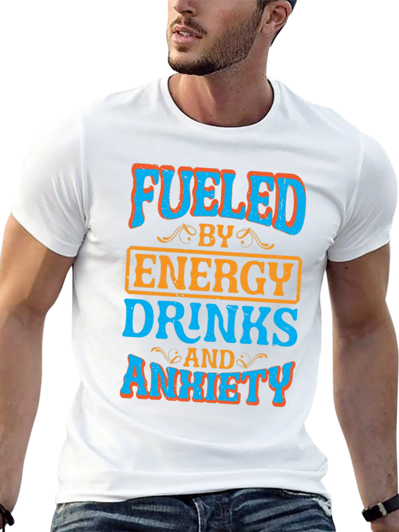 Fueled By Energy Drinks & Anxiety Black Tee