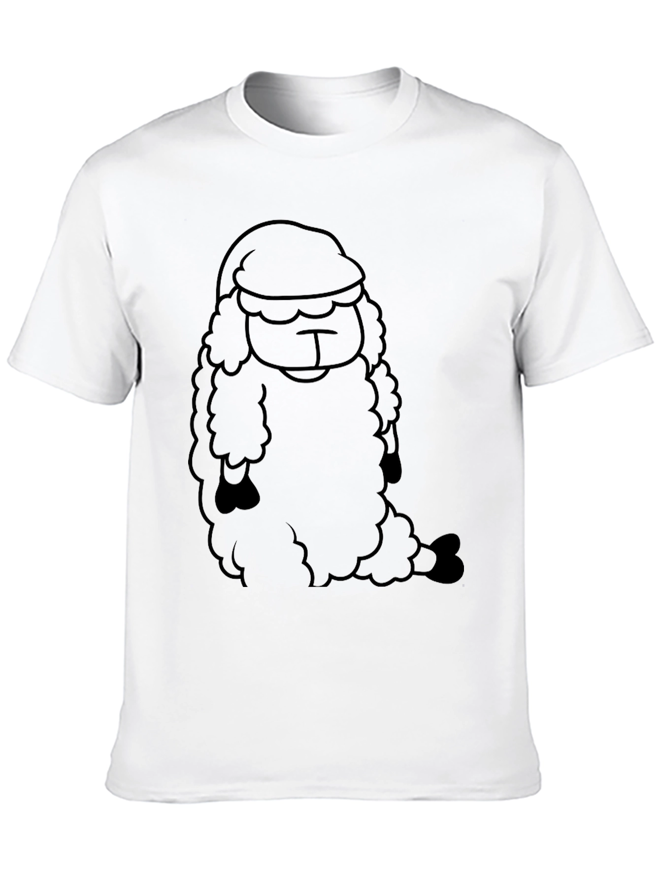 Funny Sheep in Hat Black T-Shirt