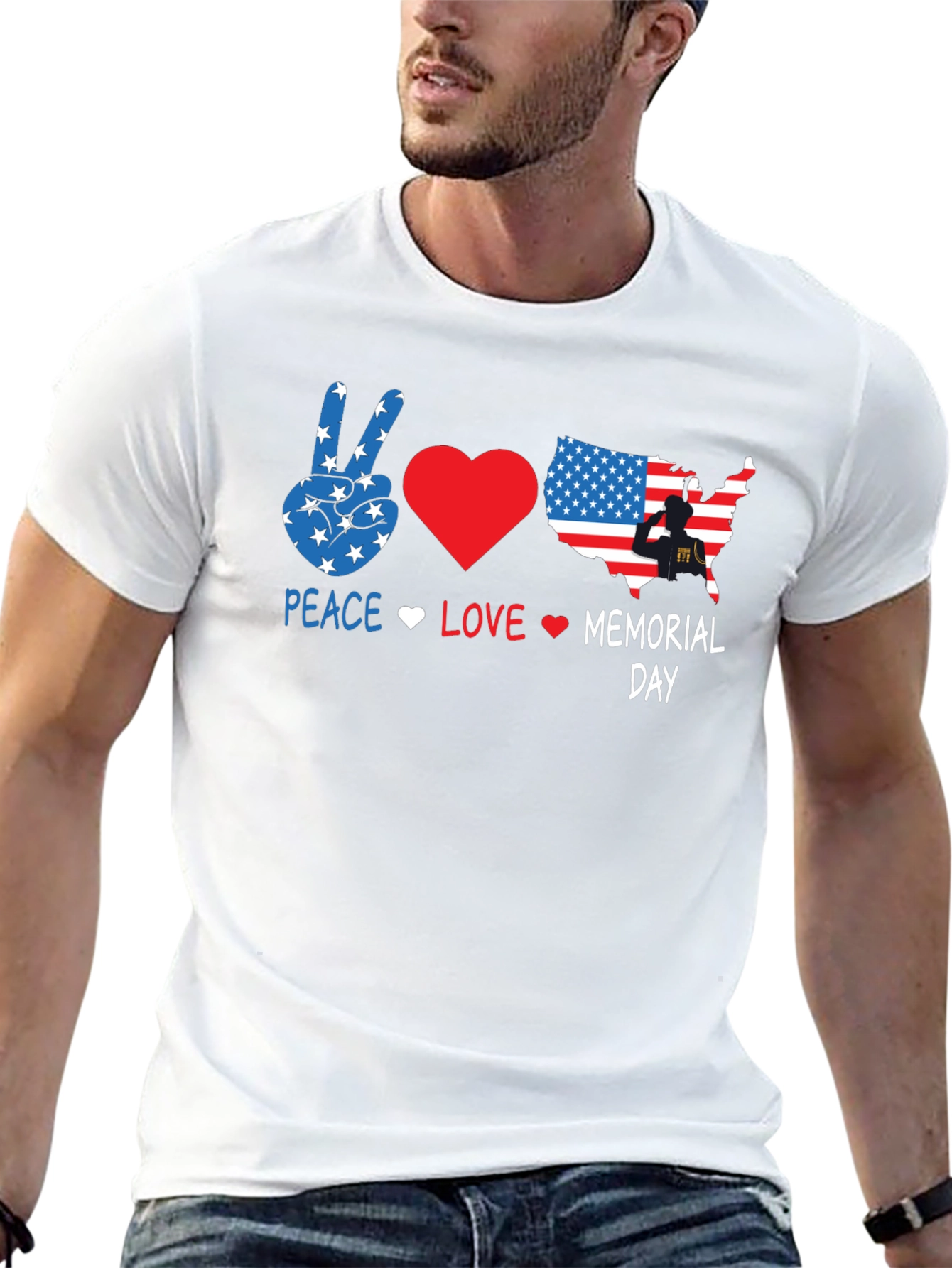 Peace Love Memorial Day Black T-Shirt