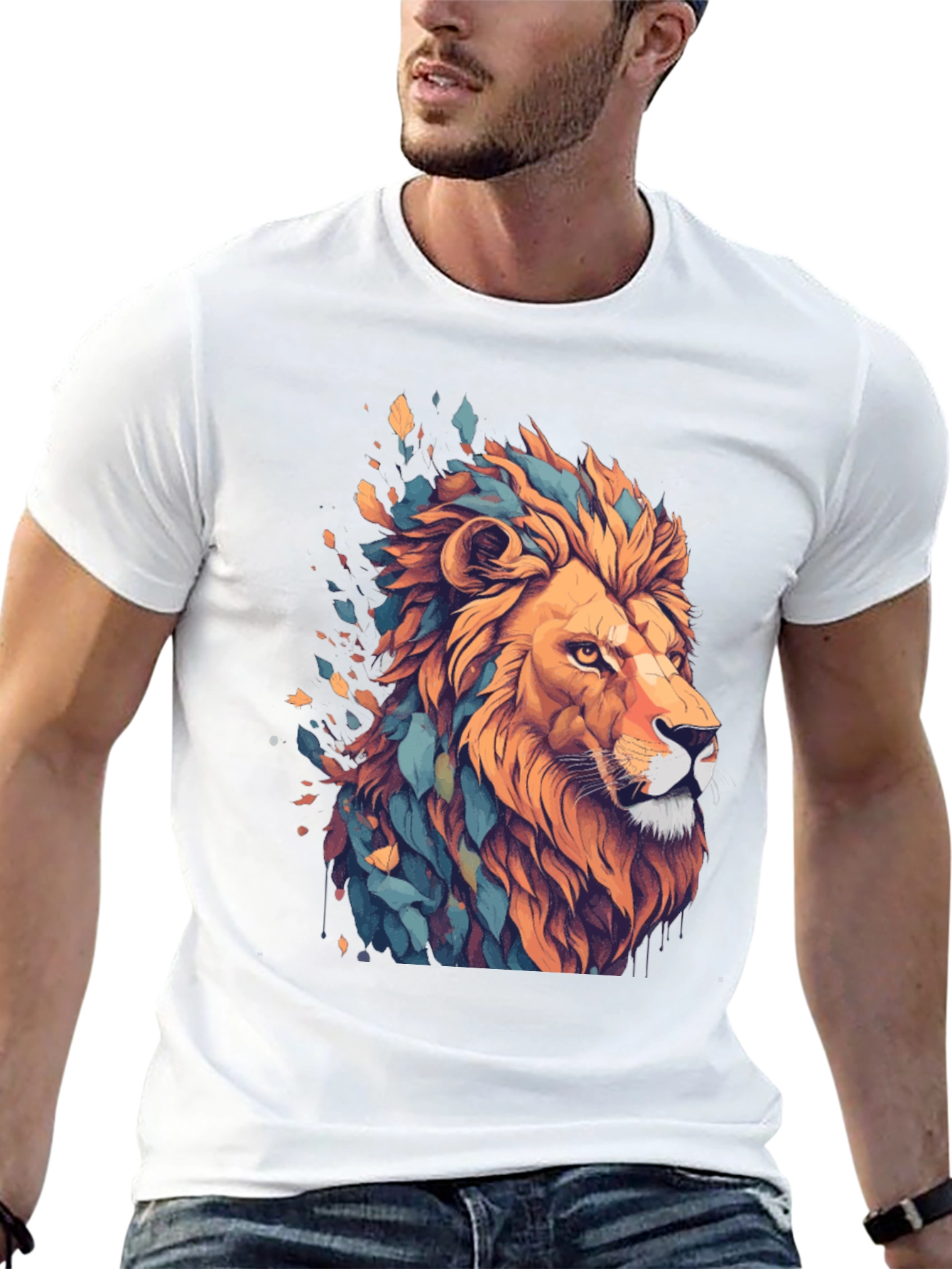 Lion Graphic Tee - Stylish Mens Black T-Shirt
