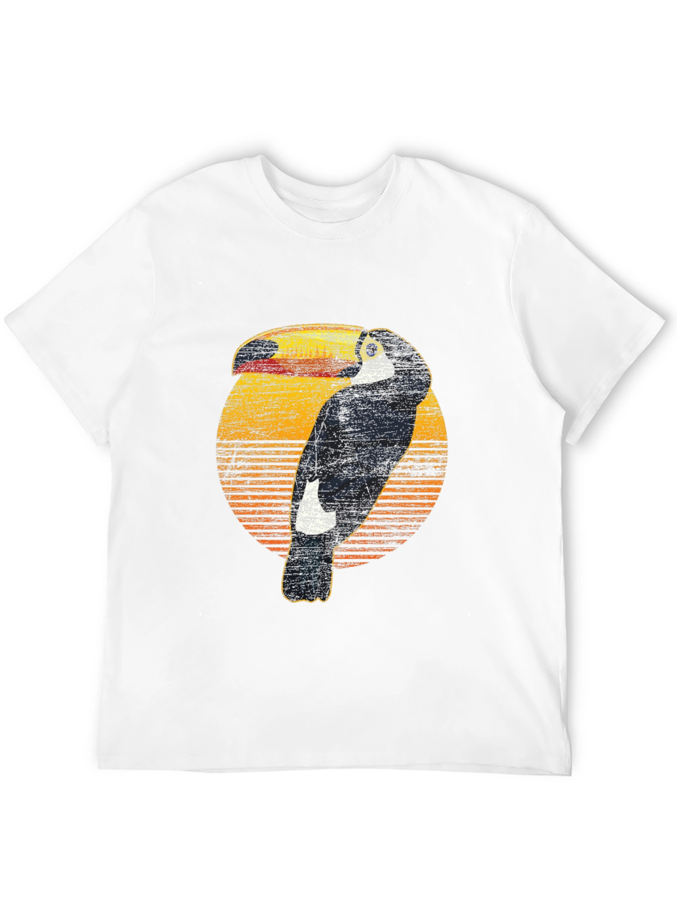 Retro Toucan Graphic Print Mens Black T-Shirt