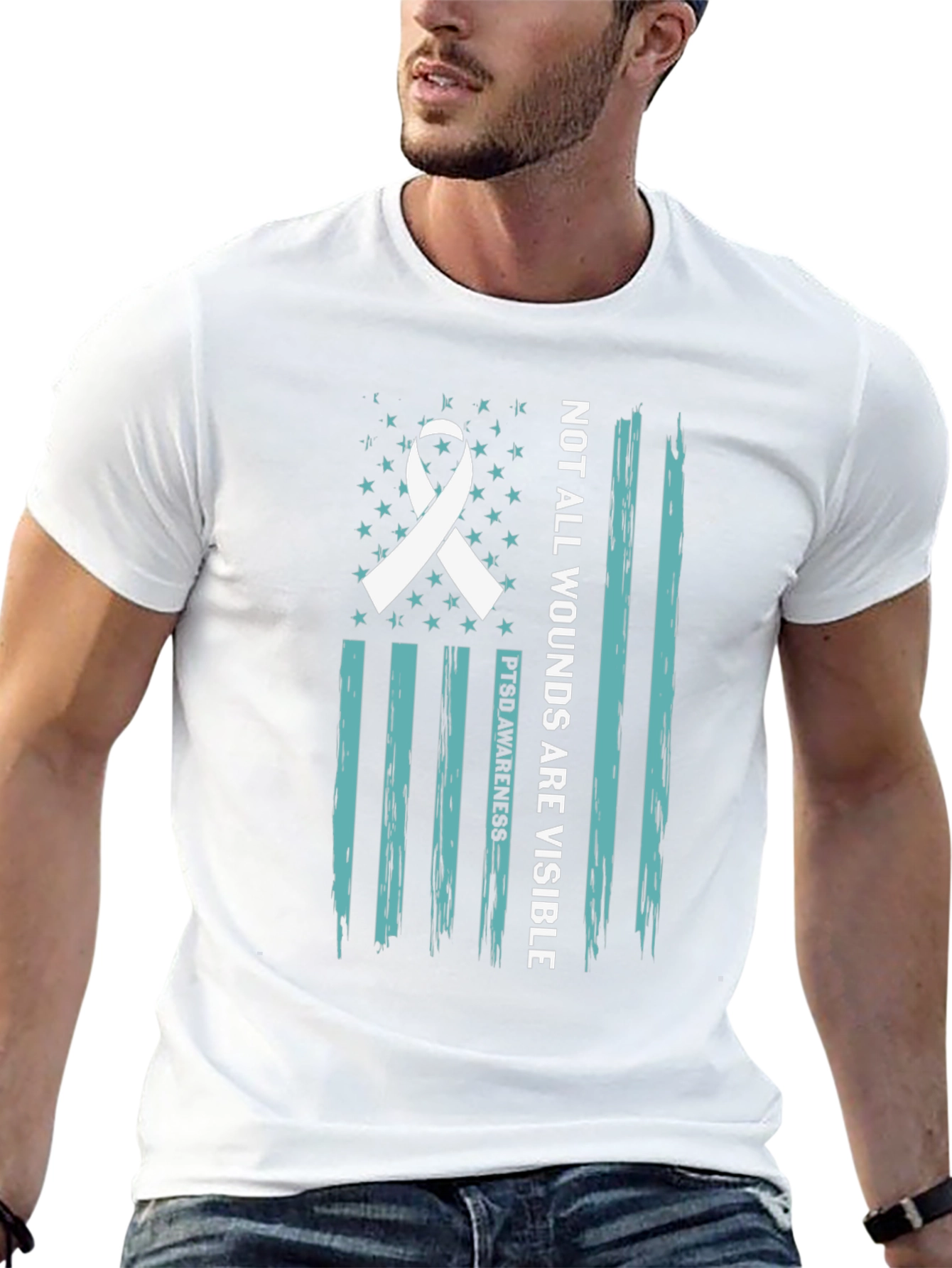 PTSD Awareness Flag T-Shirt - Not All Wounds Visible