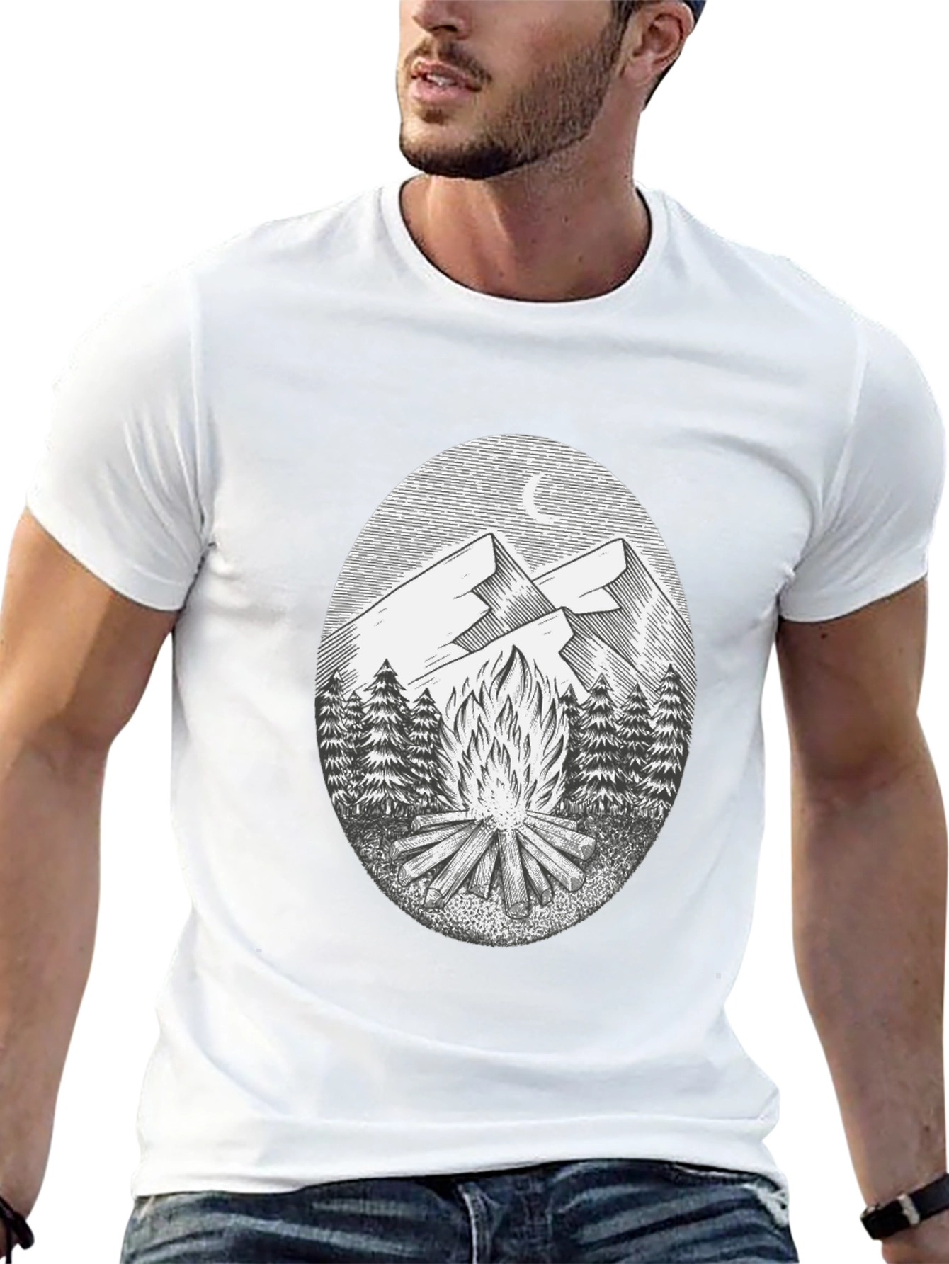 Campfire Mountain Graphic Tee - Black