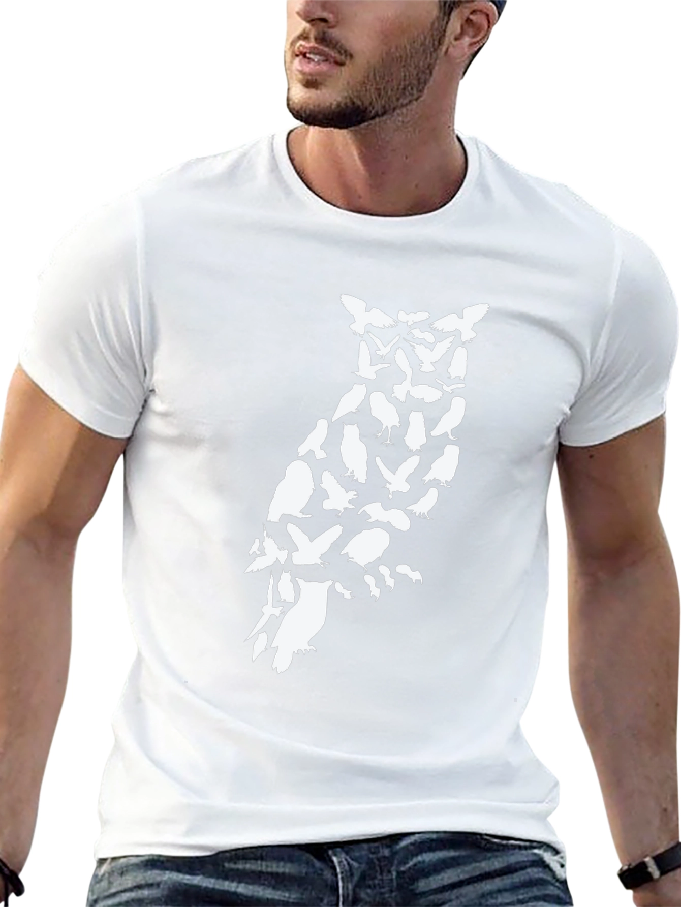Owl Silhouette Bird Pattern T-Shirt
