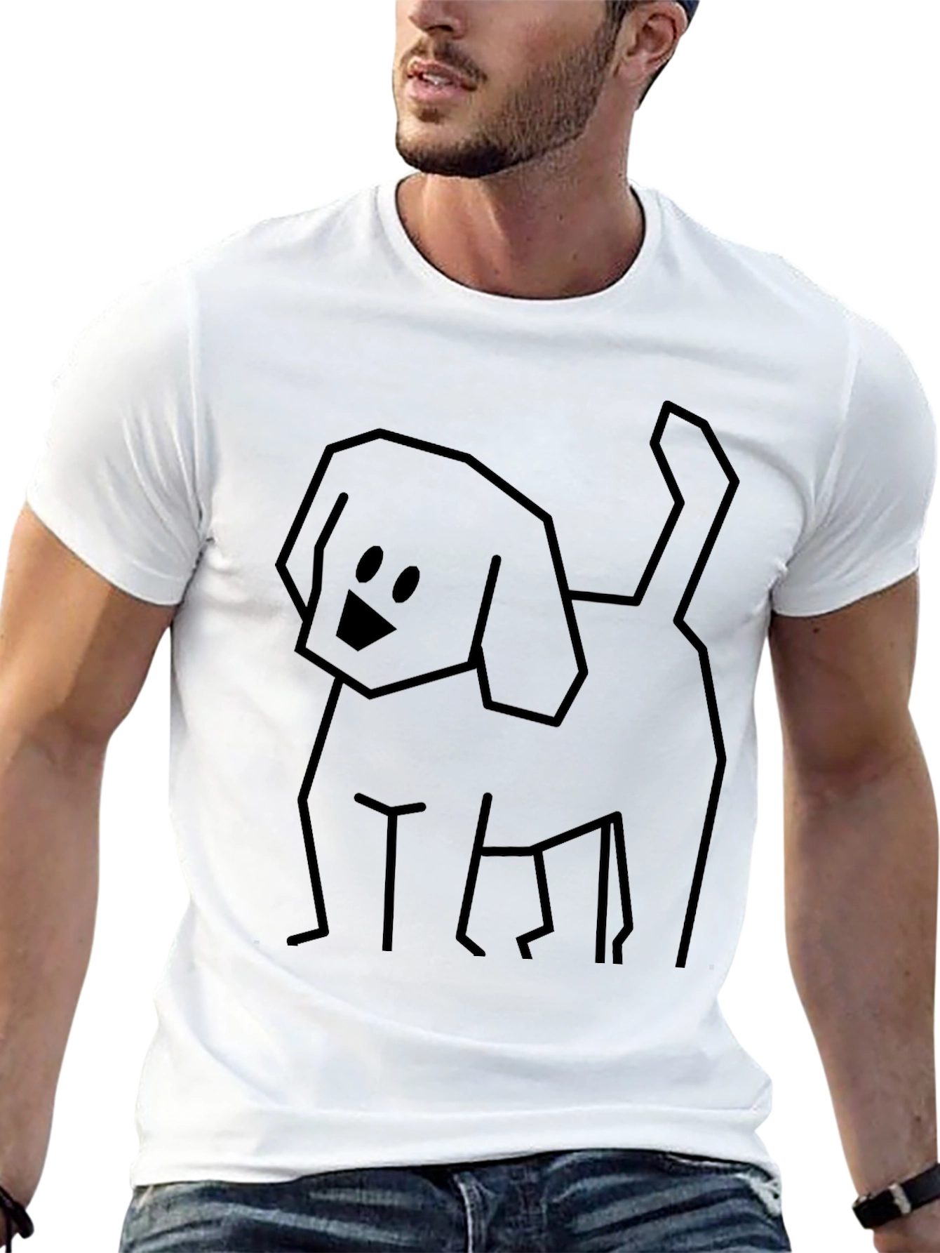 Minimalist Dog Graphic Tee - Black