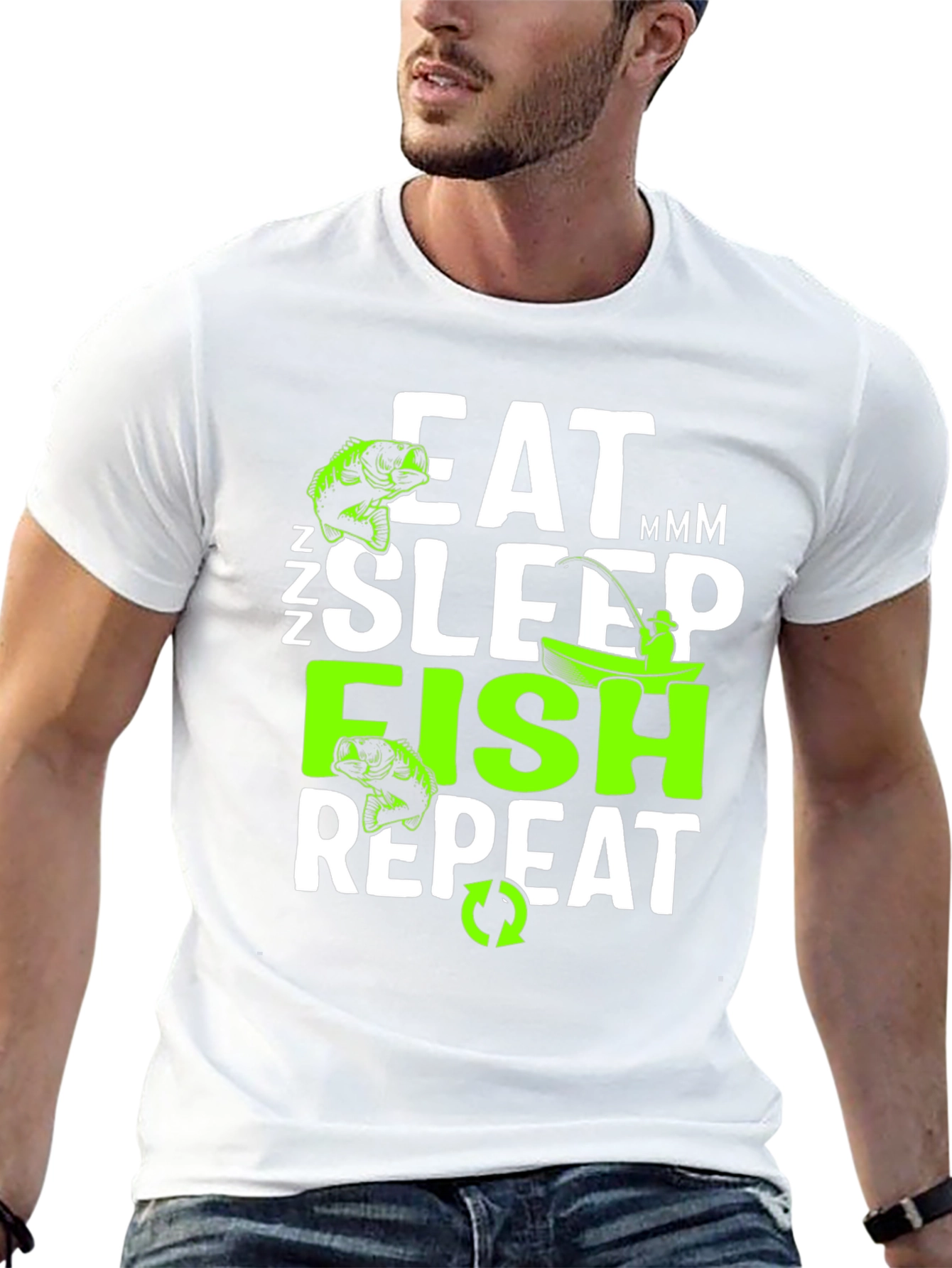 Eat Sleep Fish Repeat Graphic T-Shirt