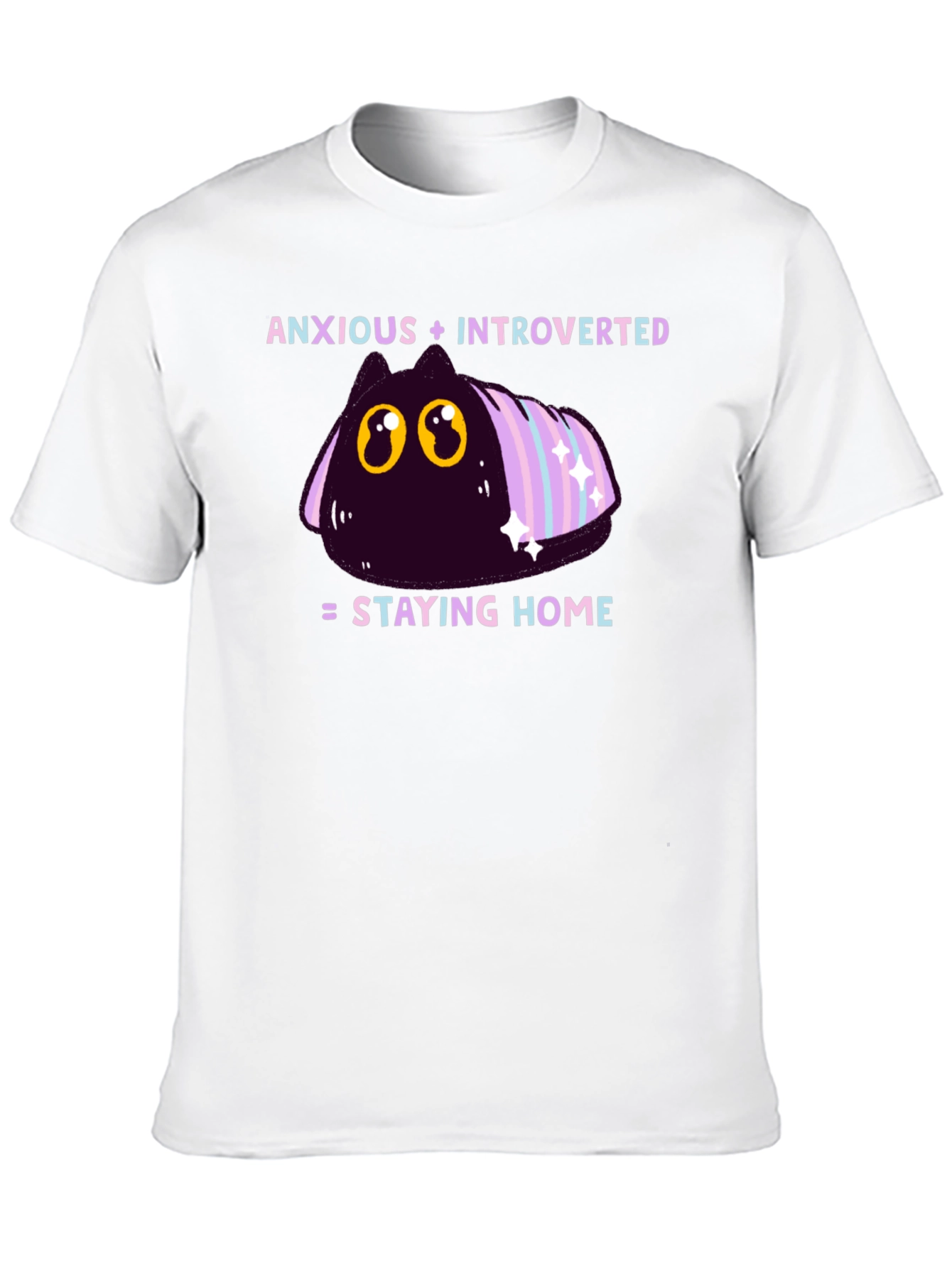 Anxious Introverted Cat Graphic T-Shirt