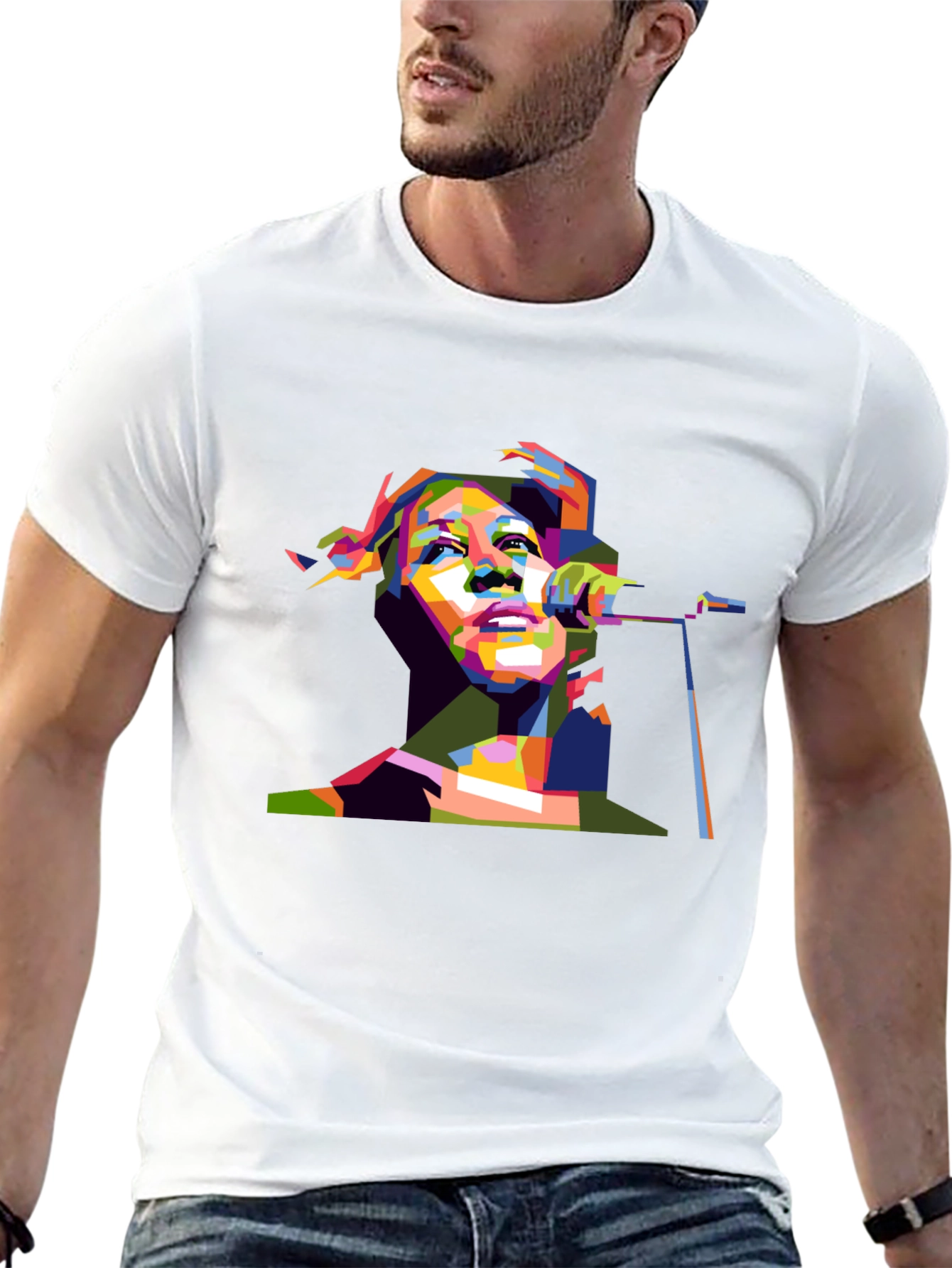 Pop Art Singer Graphic Black T-Shirt