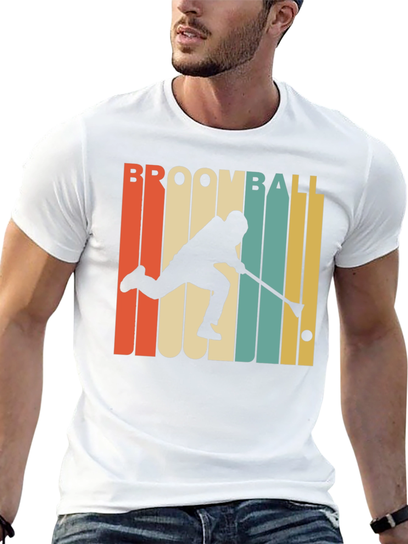 Retro Broomball Player T-Shirt