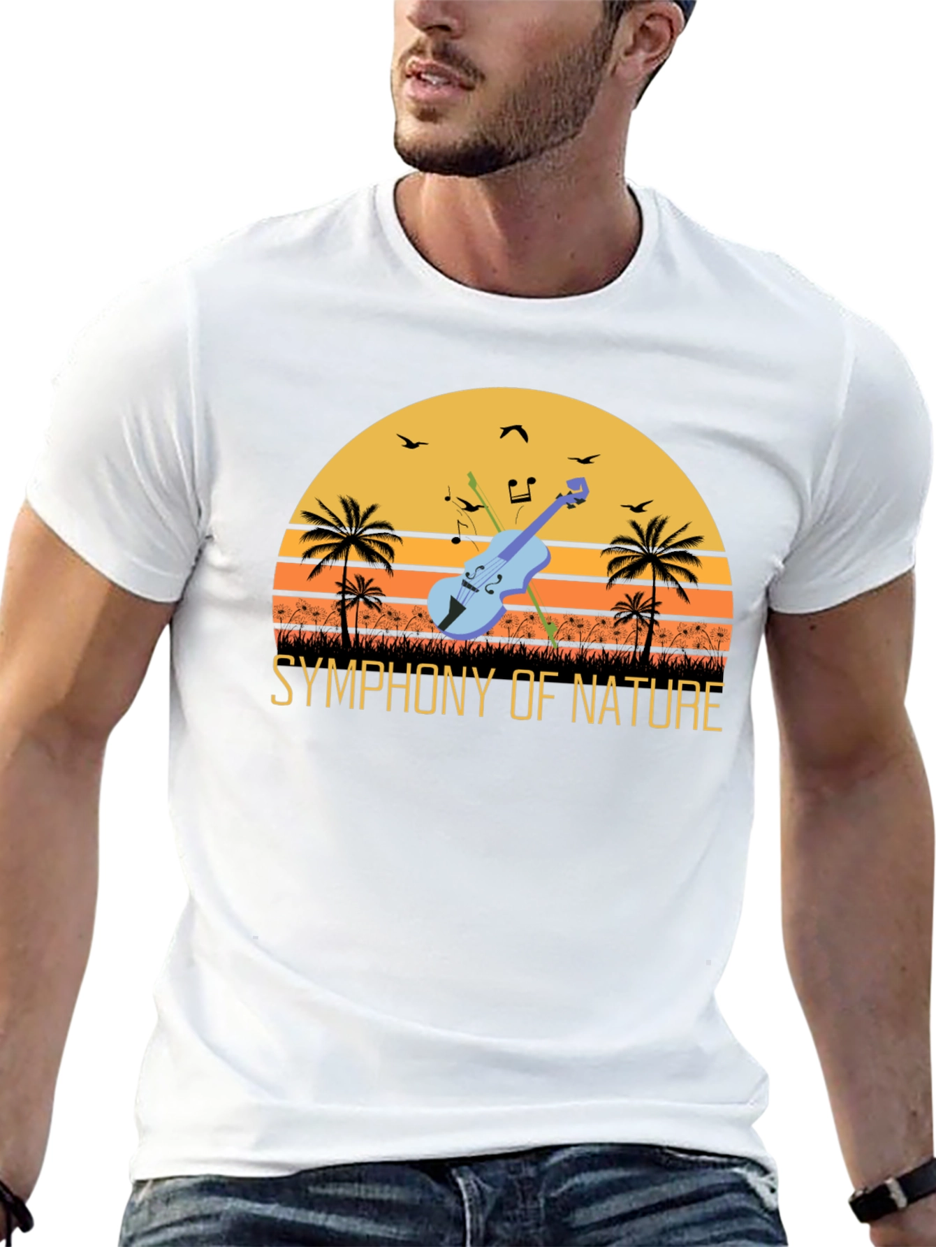 Symphony of Nature T-Shirt - Musical Sunset Design