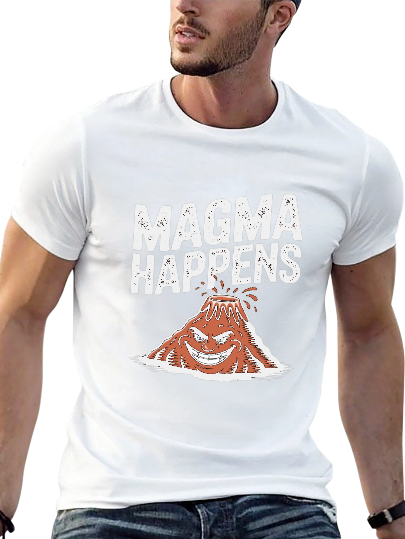 Magma Happens Funny Volcano Graphic Black T-Shirt