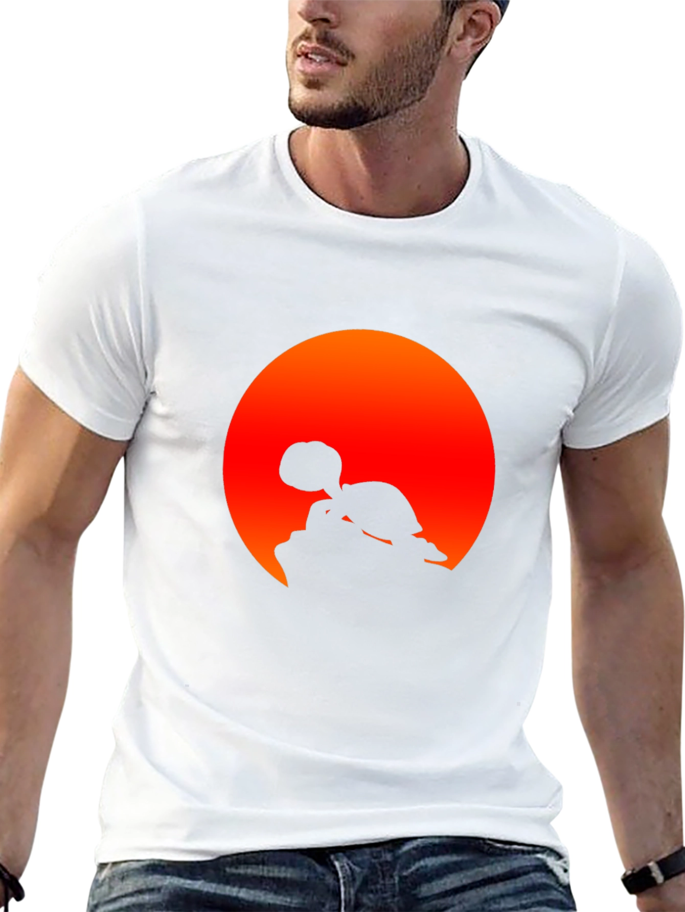 Turtle Sunset Graphic Tee - Black Cotton Shirt