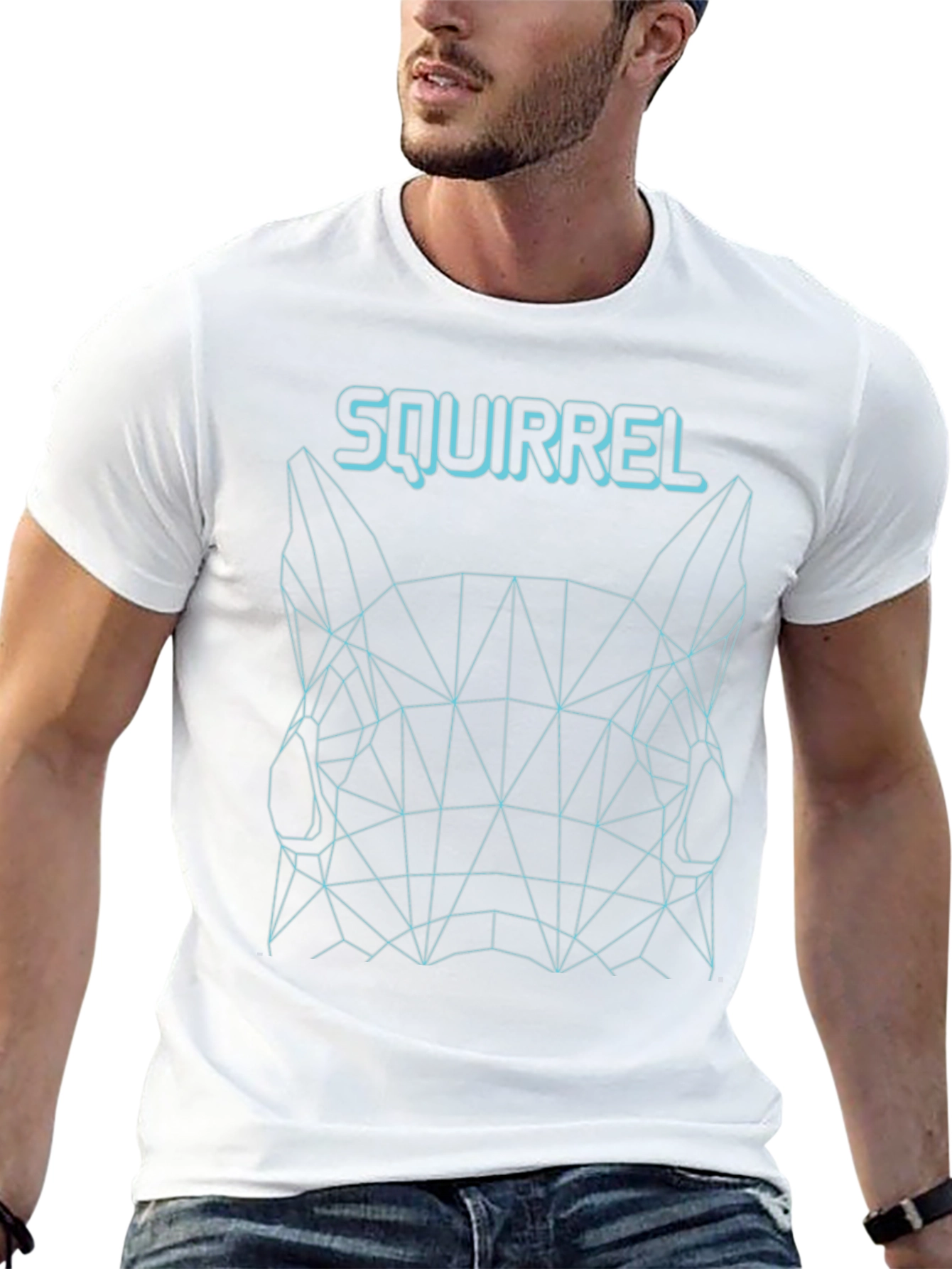 Geometric Squirrel Graphic Tee - Black