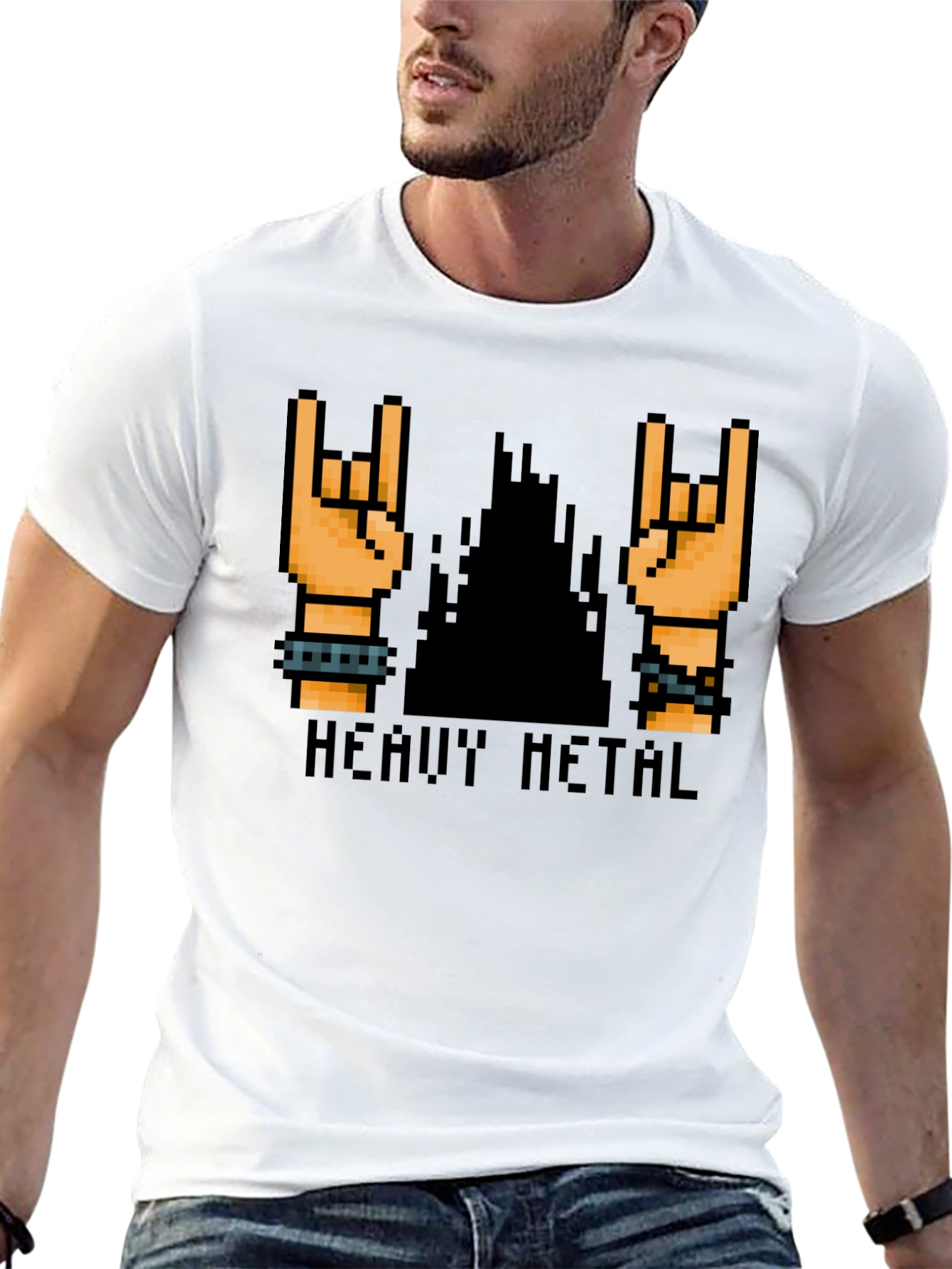 Heavy Metal Pixel Art Black T-Shirt
