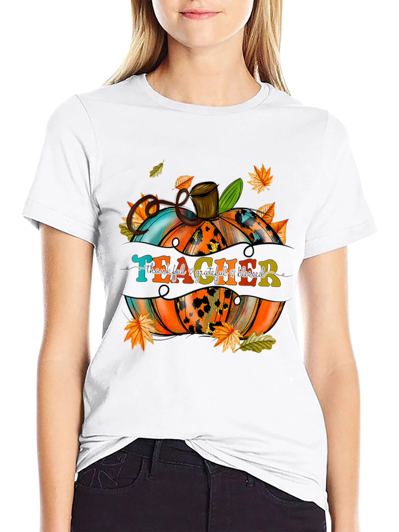 Teacher Pumpkin Fall Graphic T-Shirt