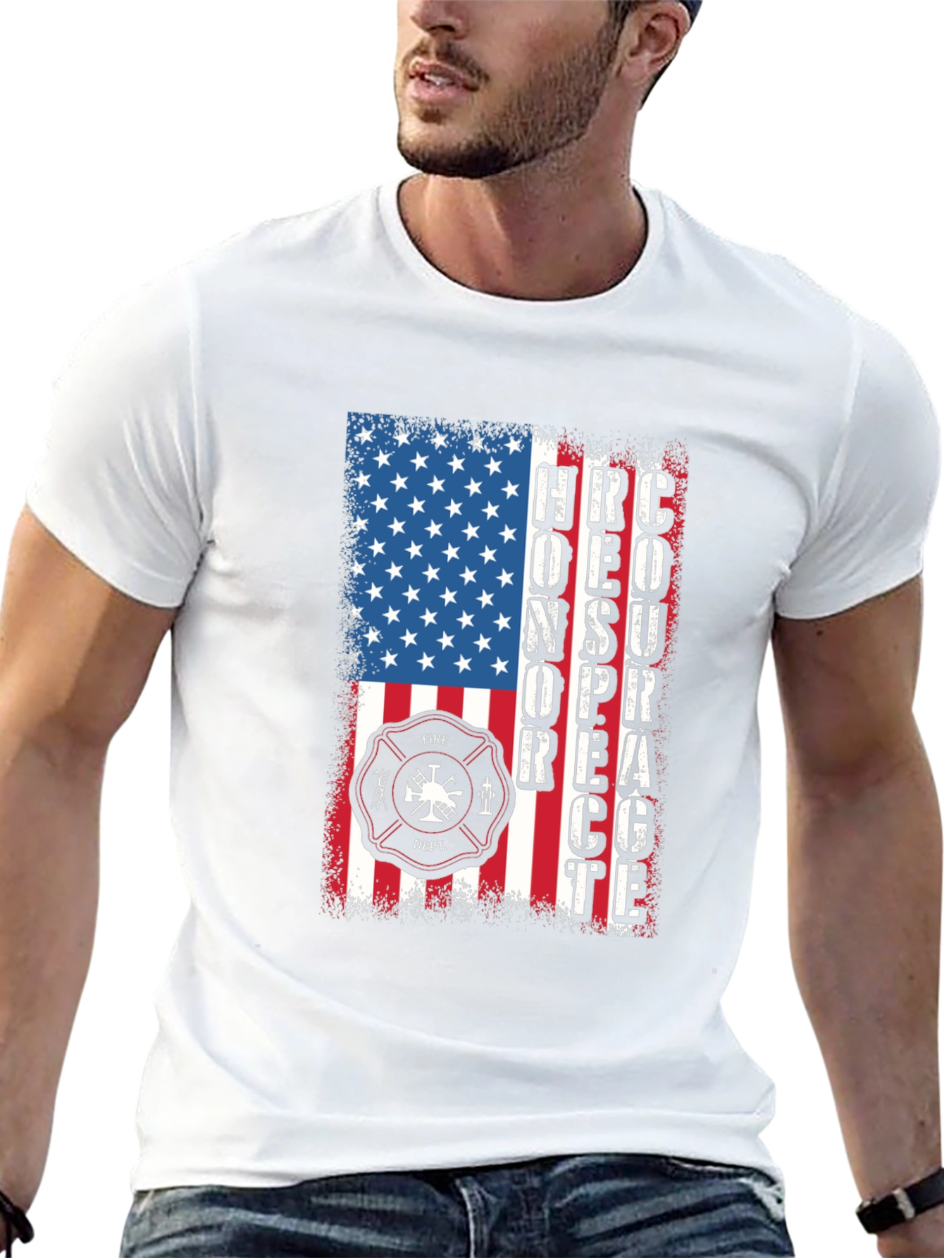 Firefighter Honor Respect Courage American Flag T-Shirt