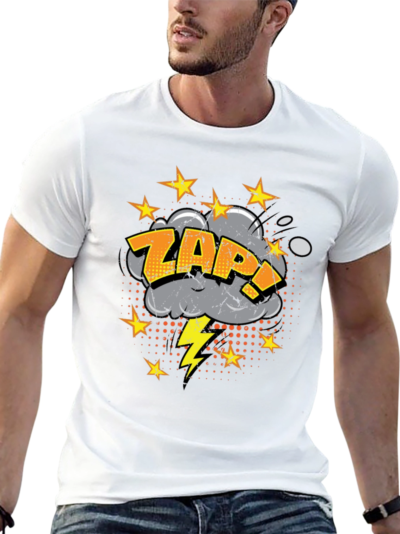 ZAP! Comic Style Graphic Print Black T-Shirt