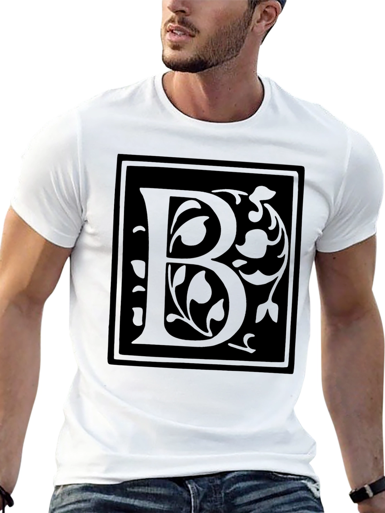 Elegant Black T-Shirt with Letter B Design