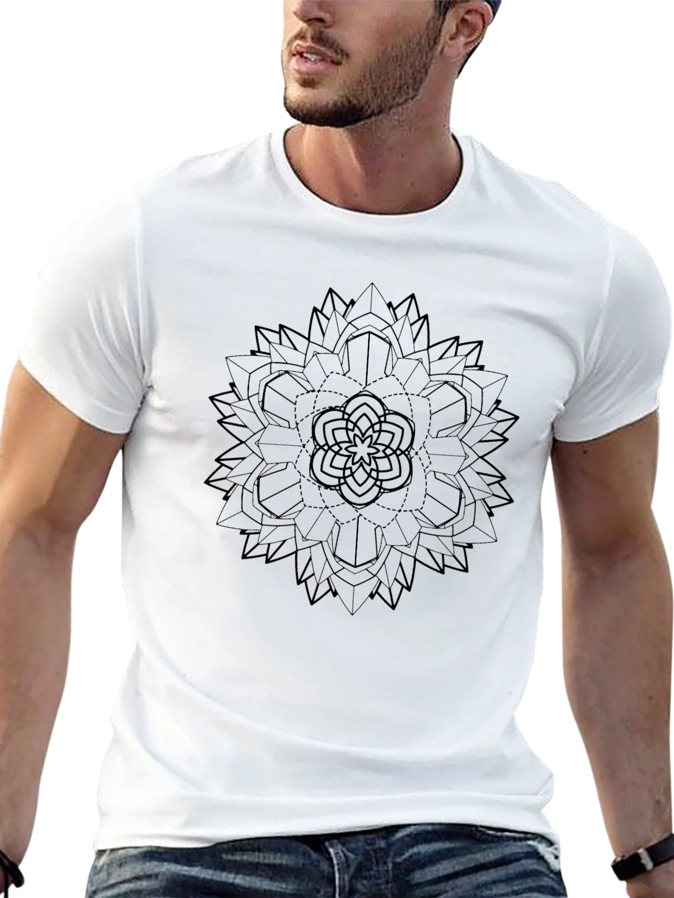 Geometric Mandala Tee - Stylish Black Graphic T-Shirt