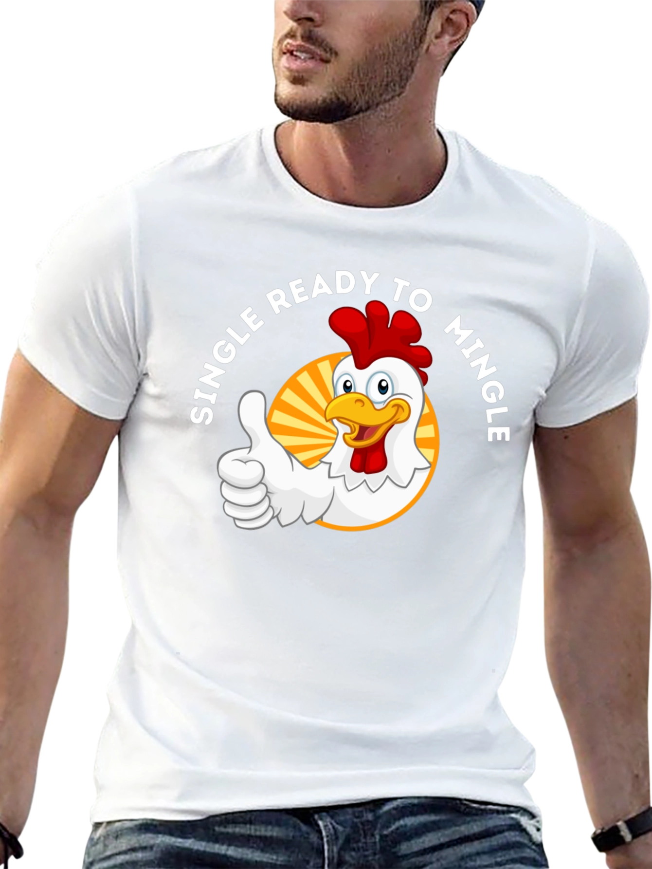 Single Ready to Mingle Chicken Graphic T-Shirt