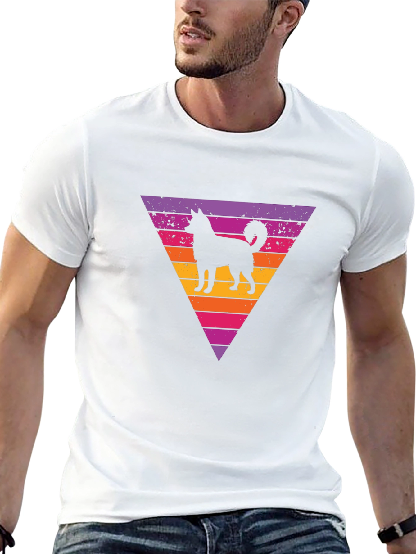 Retro Dog Silhouette Graphic T-Shirt