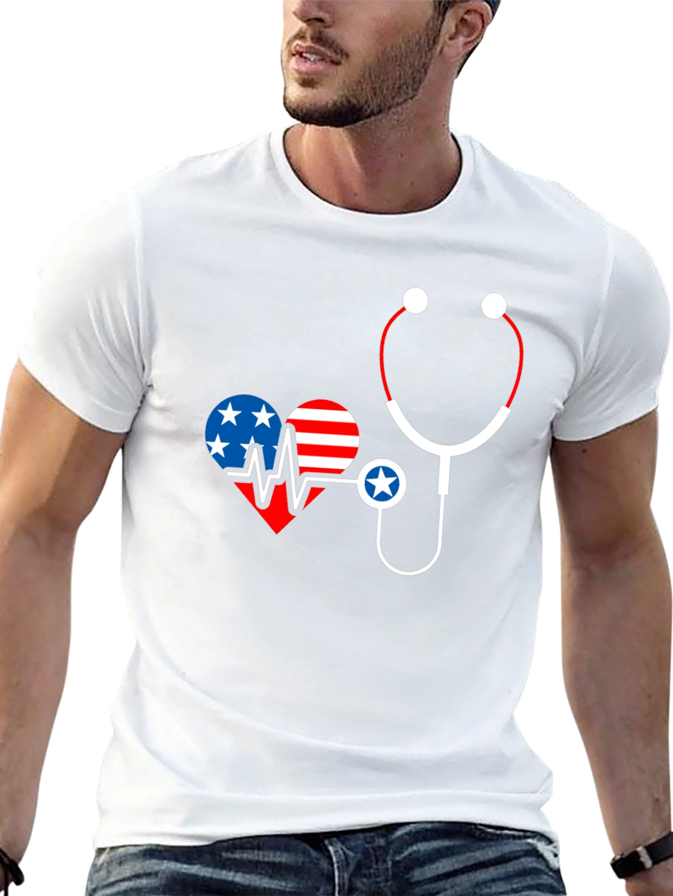 Patriotic Heartbeat Stethoscope T-Shirt