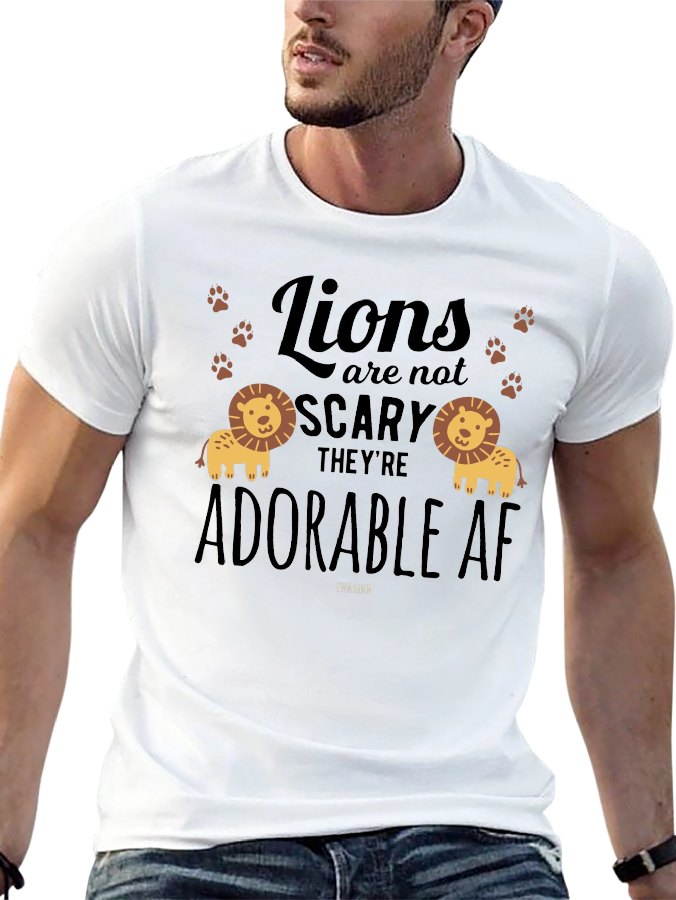 Adorable Lions Graphic Tee - Black Cotton T-Shirt