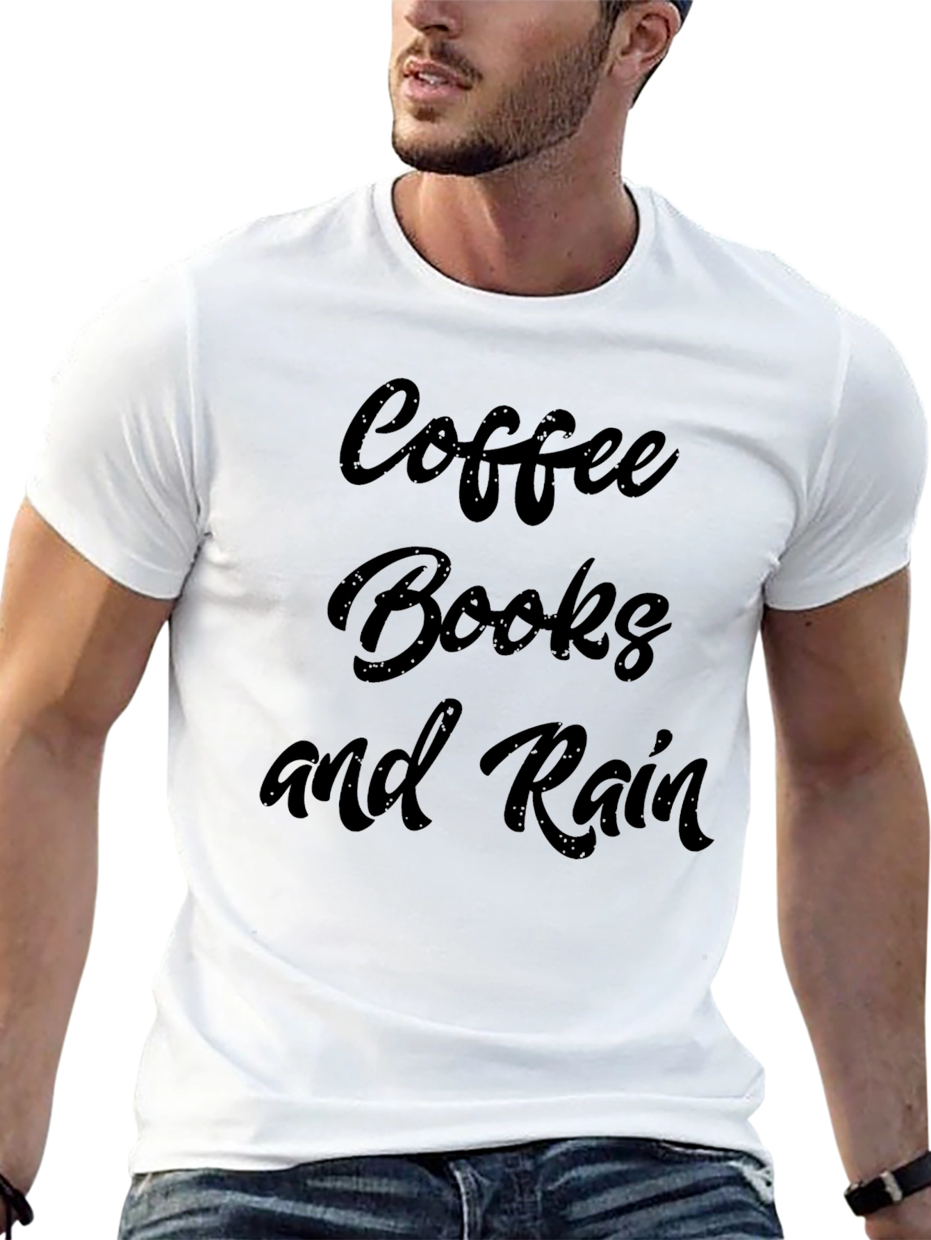 Coffee Books & Rain Graphic T-Shirt