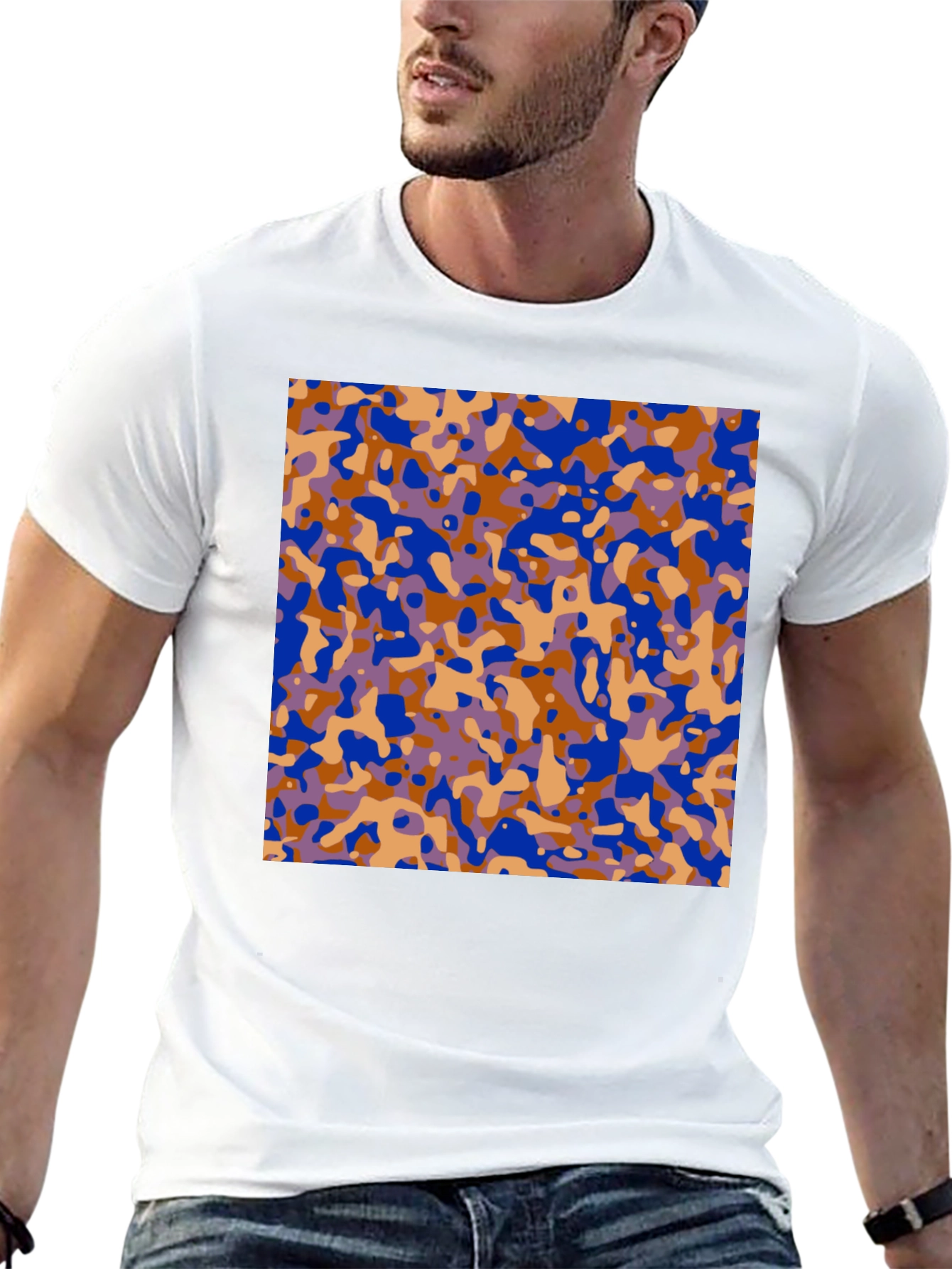 Abstract Camo Print Black T-Shirt