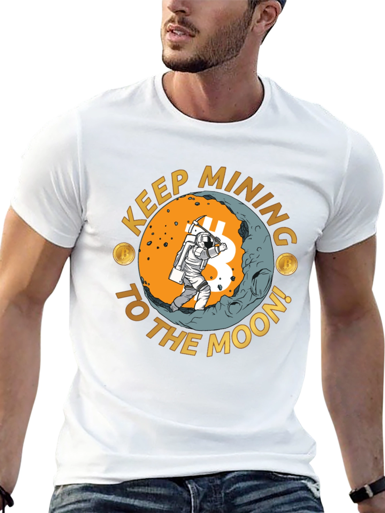 Bitcoin Mining to the Moon Graphic Tee