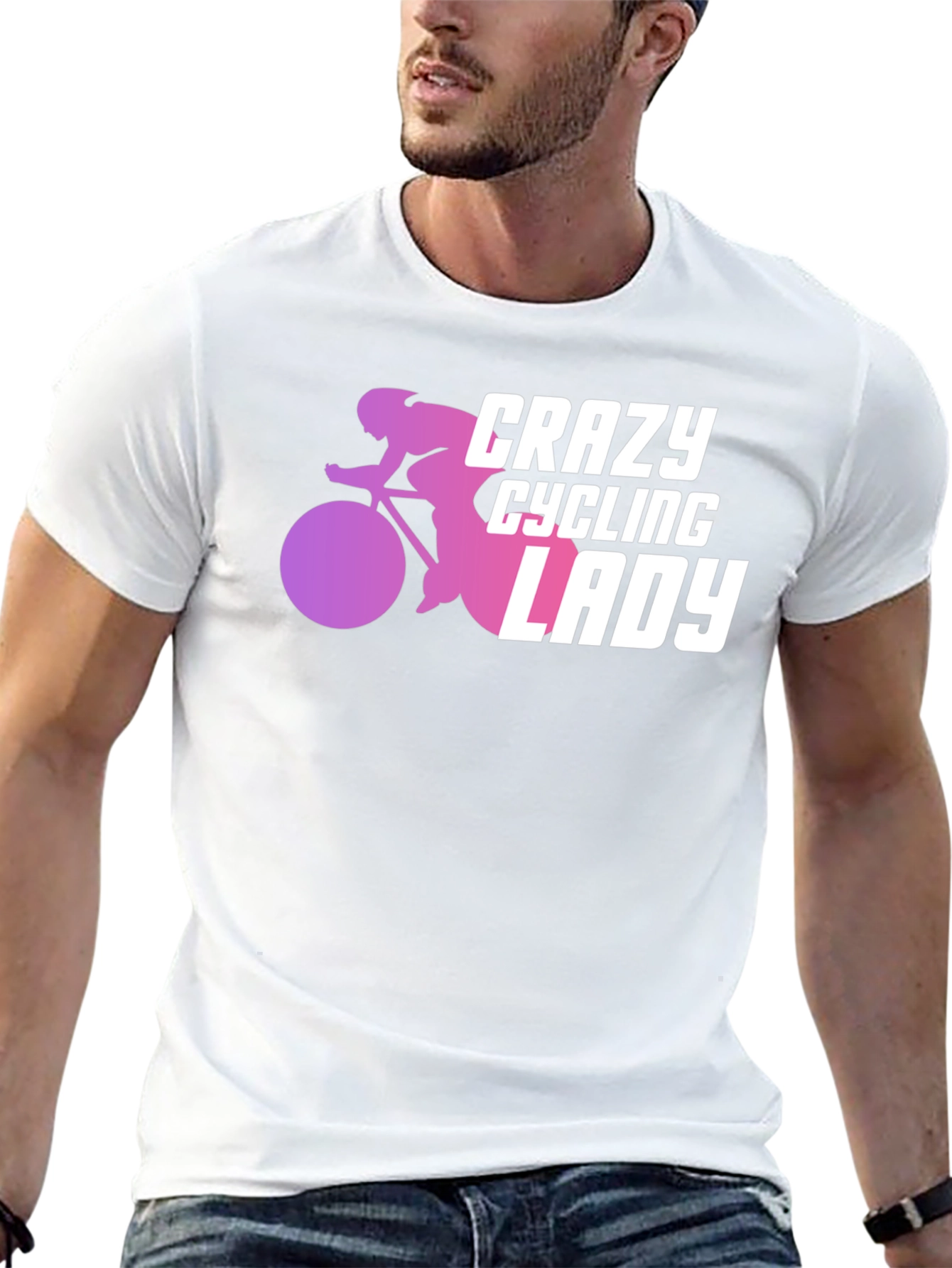 Crazy Cycling Lady T-Shirt - Fun Bike Lover Tee