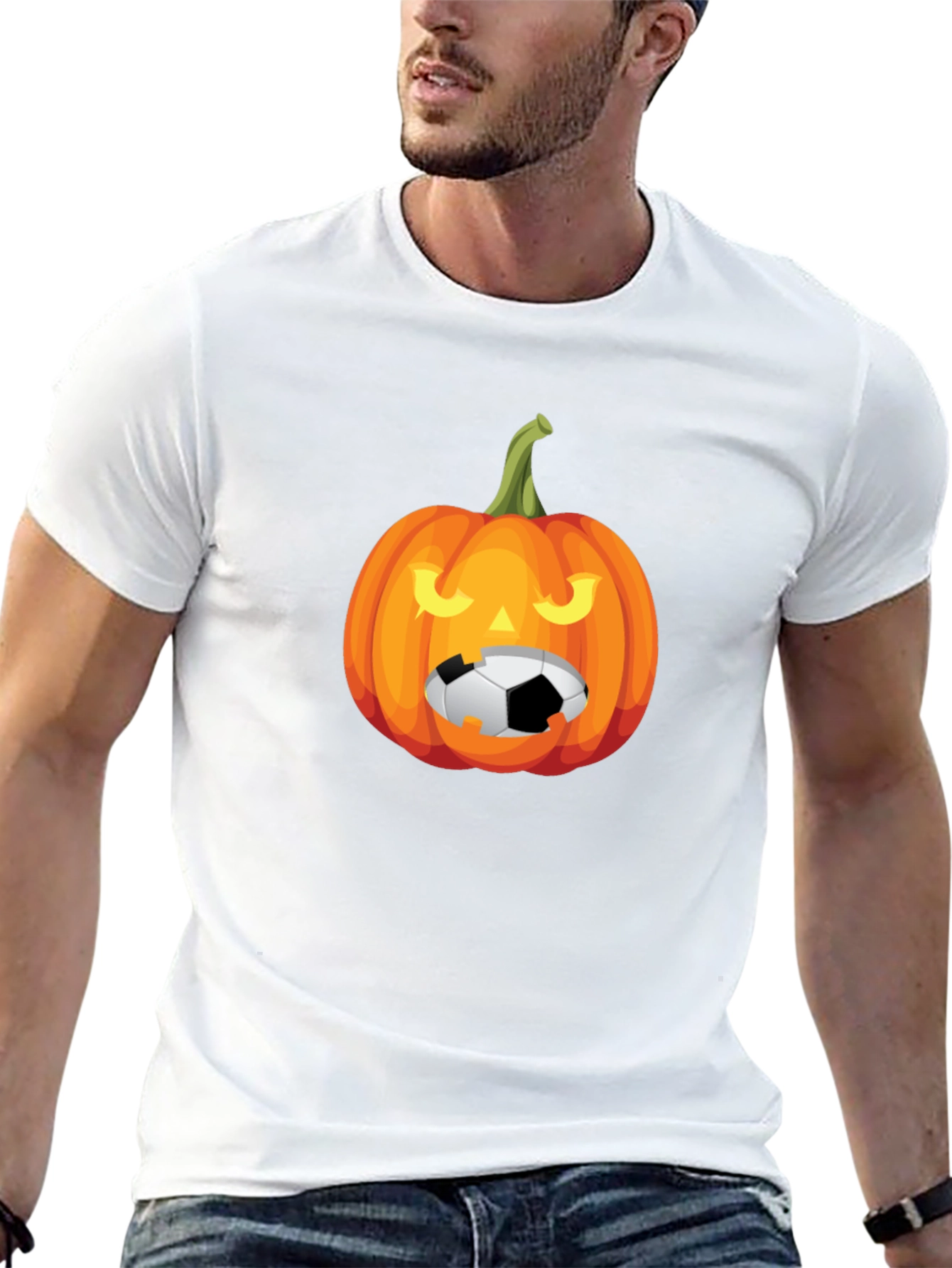 Halloween Soccer Pumpkin Graphic Tee
