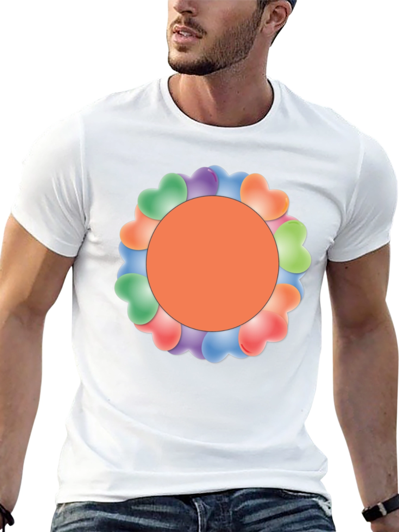 Heart Balloon Circle Graphic Tee - Trendy Style