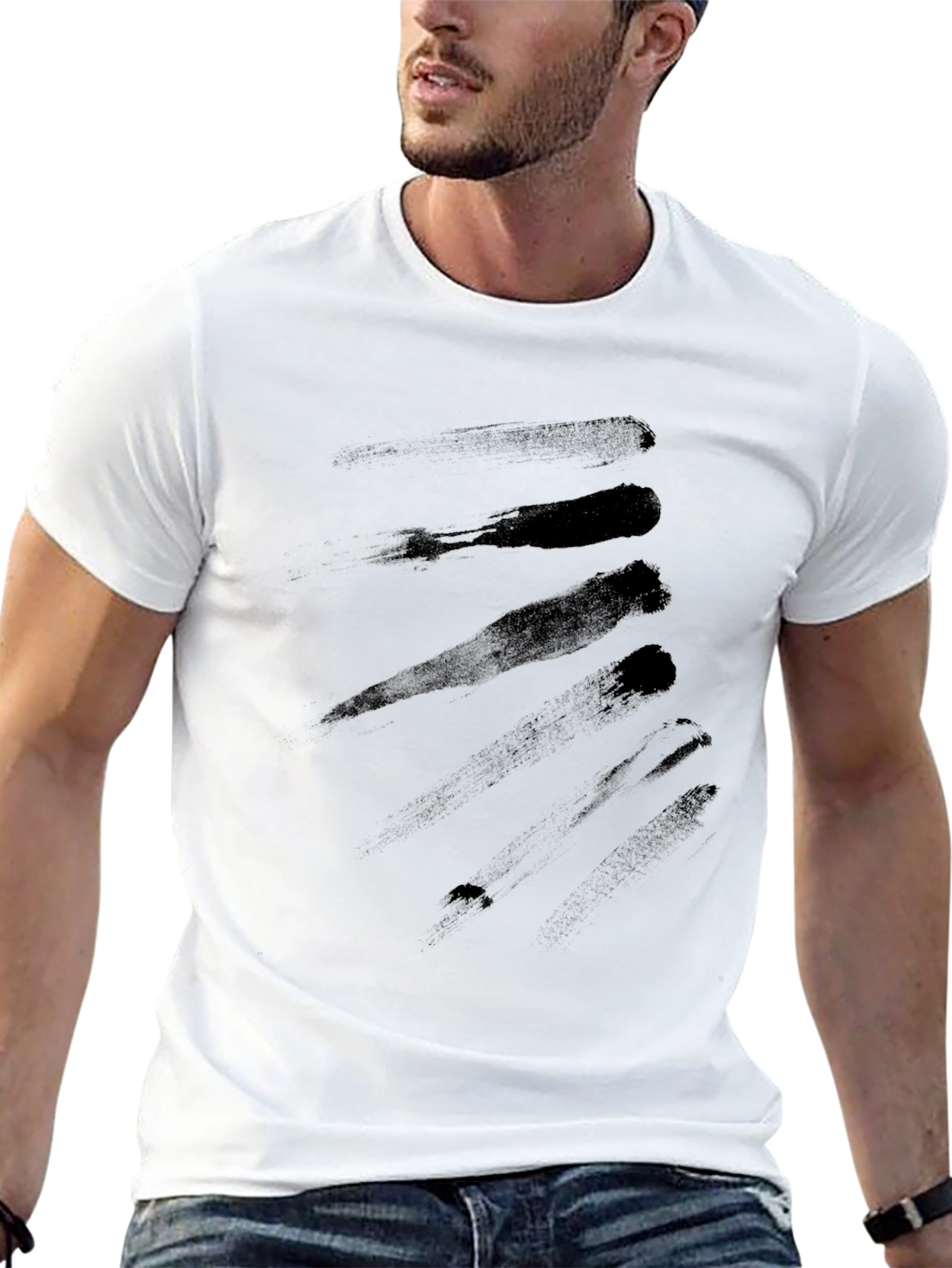 Minimalist Black Brushstroke Graphic T-Shirt